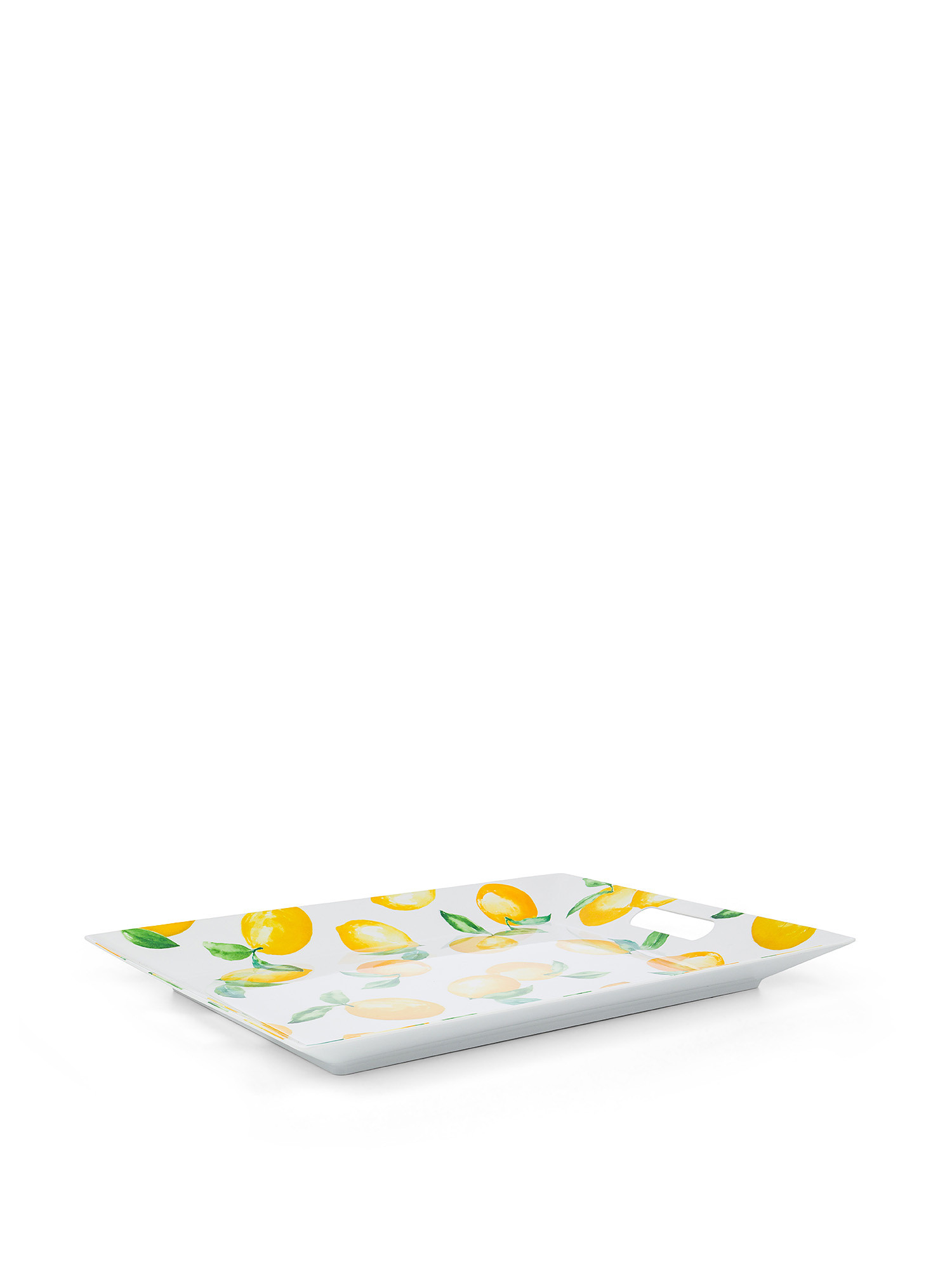 Melamine tray with lemon motif, White, large image number 0