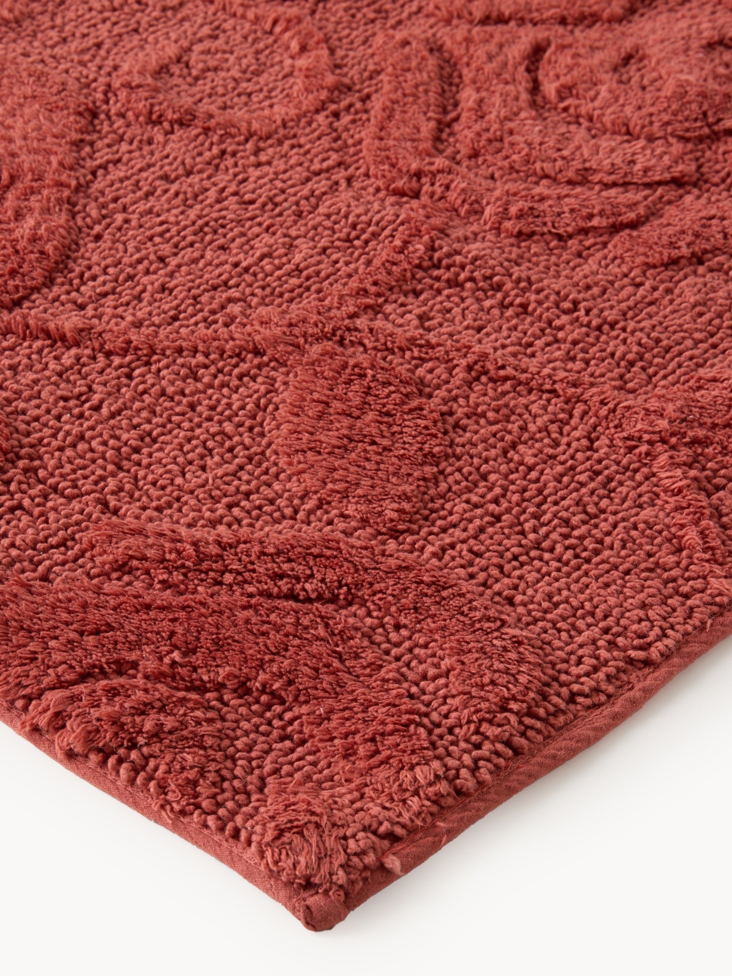 Tappeto bagno in cotone con lavorazione jacquard, Rosso mattone, large image number 1