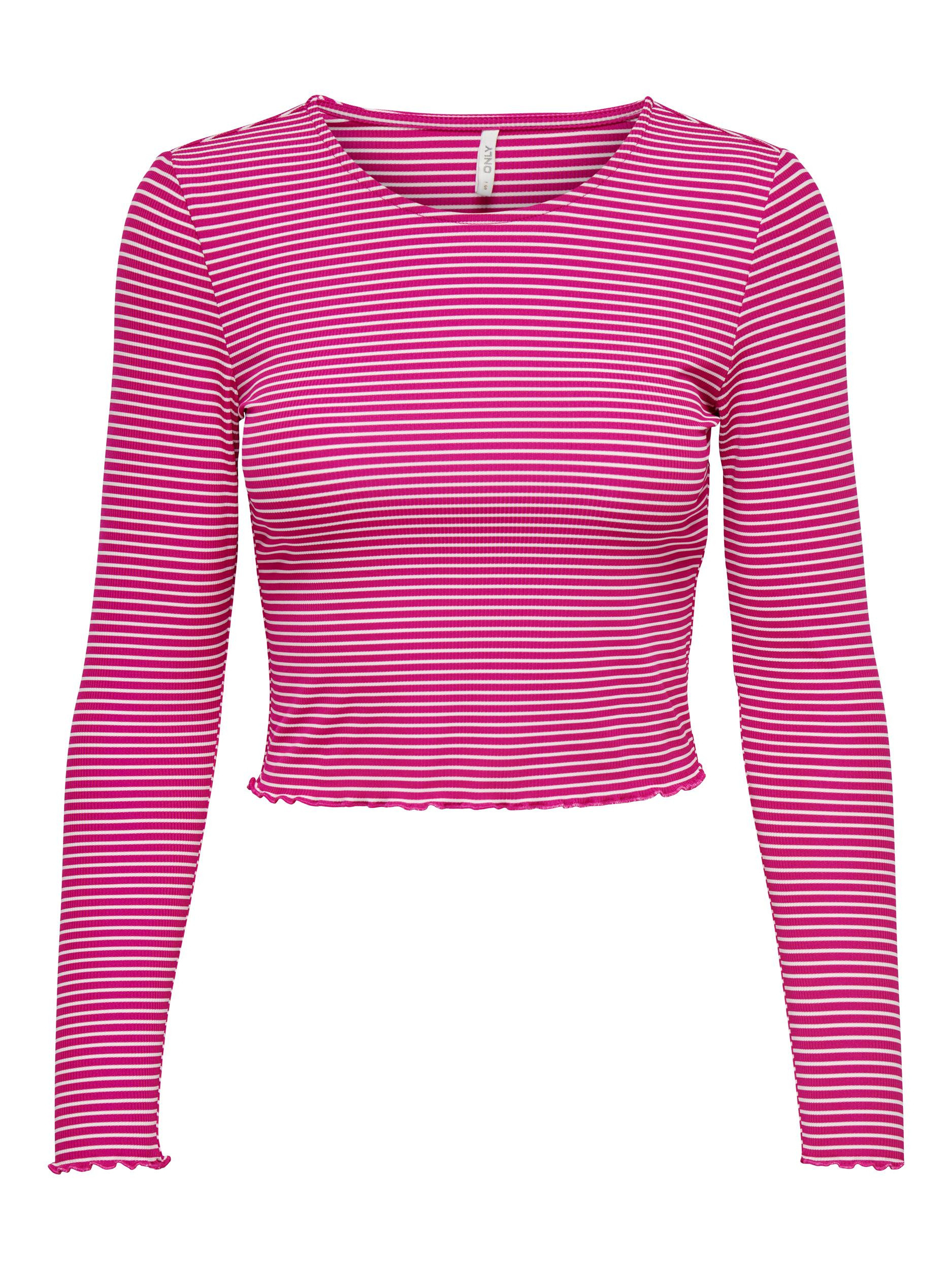 Only - Regular fit striped top, Dark Pink, large image number 0