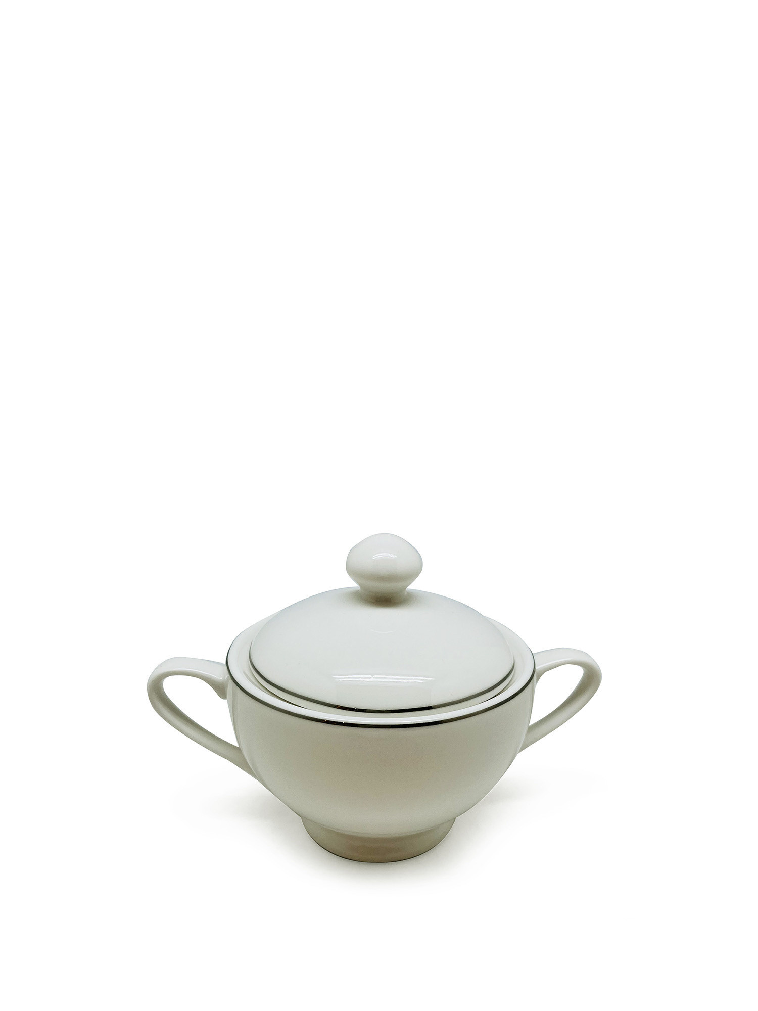 New bone china sugar bowl with silver thread, White, large image number 0