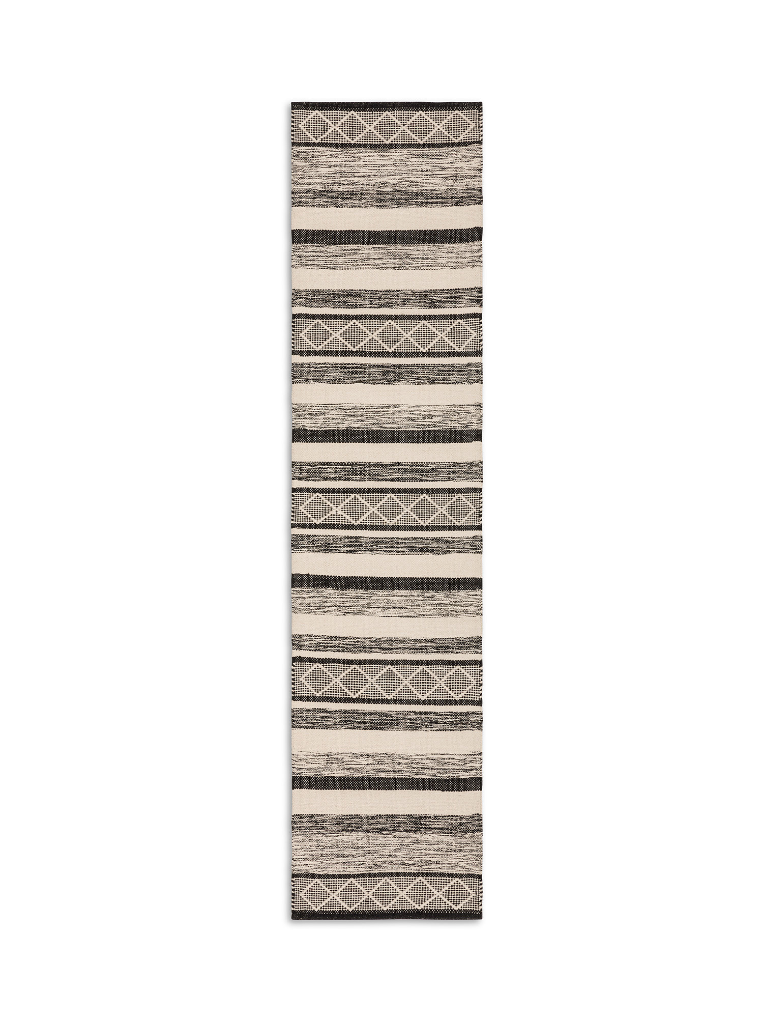 Geometric pattern cotton kitchen rug, Black, large image number 0