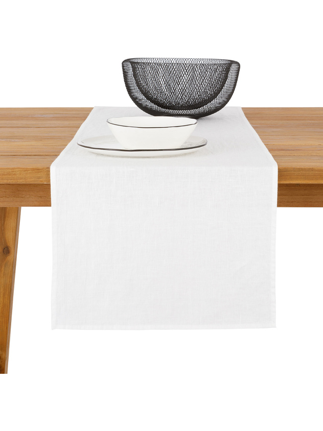 Plain washed pure linen runner