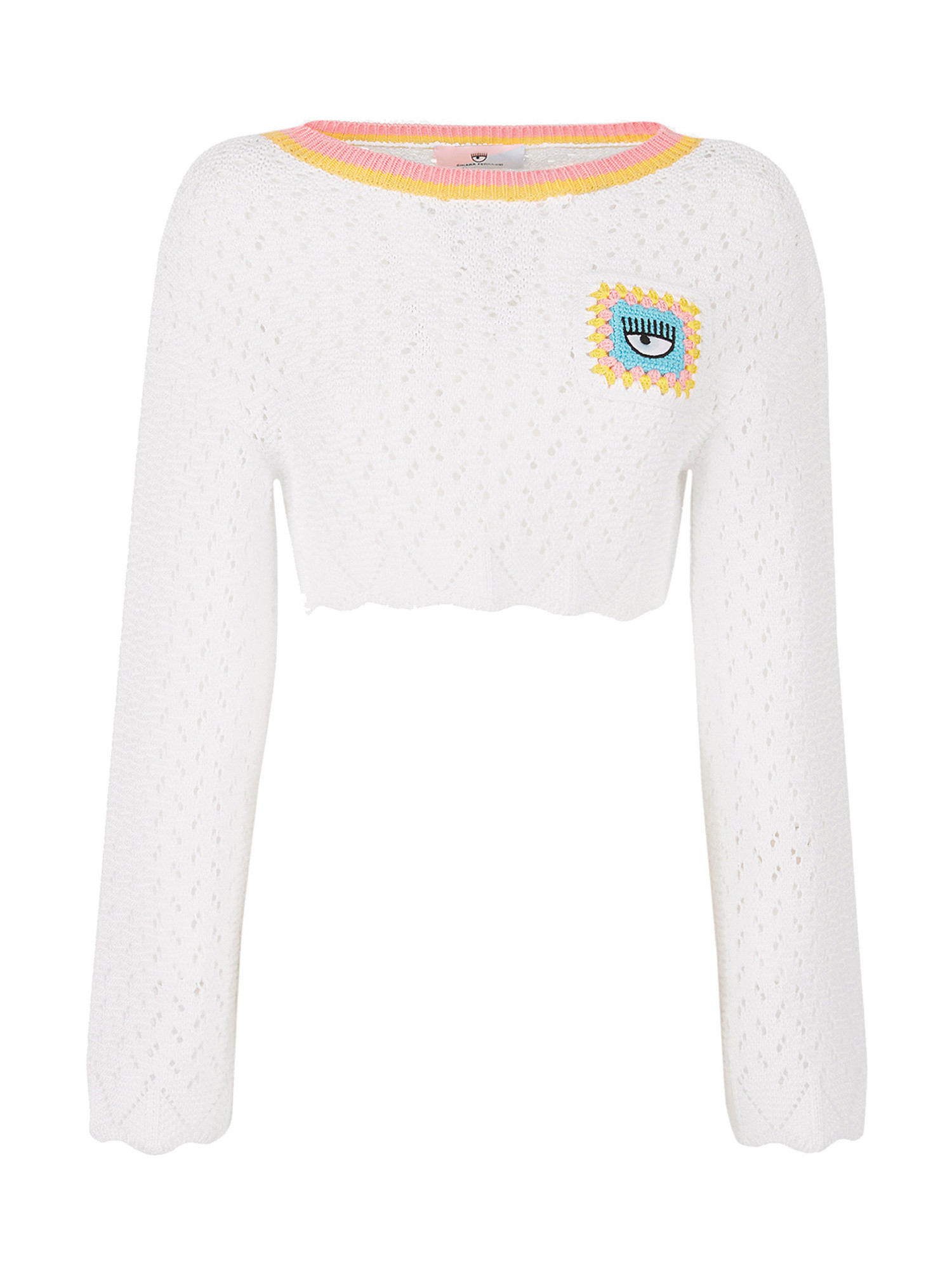Crochet top with logo, White, large image number 0