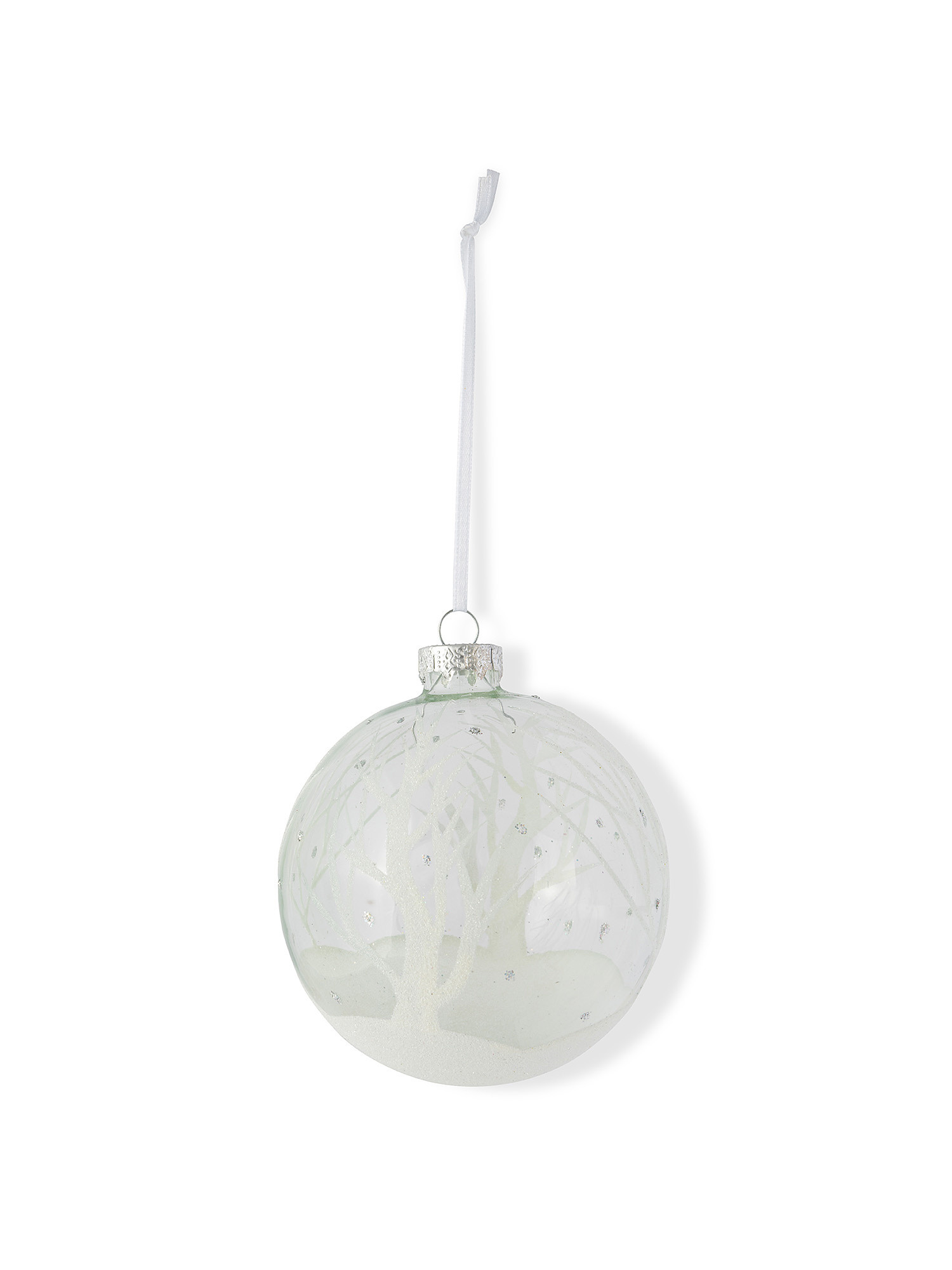 Hand decorated glass sphere, White, large image number 0