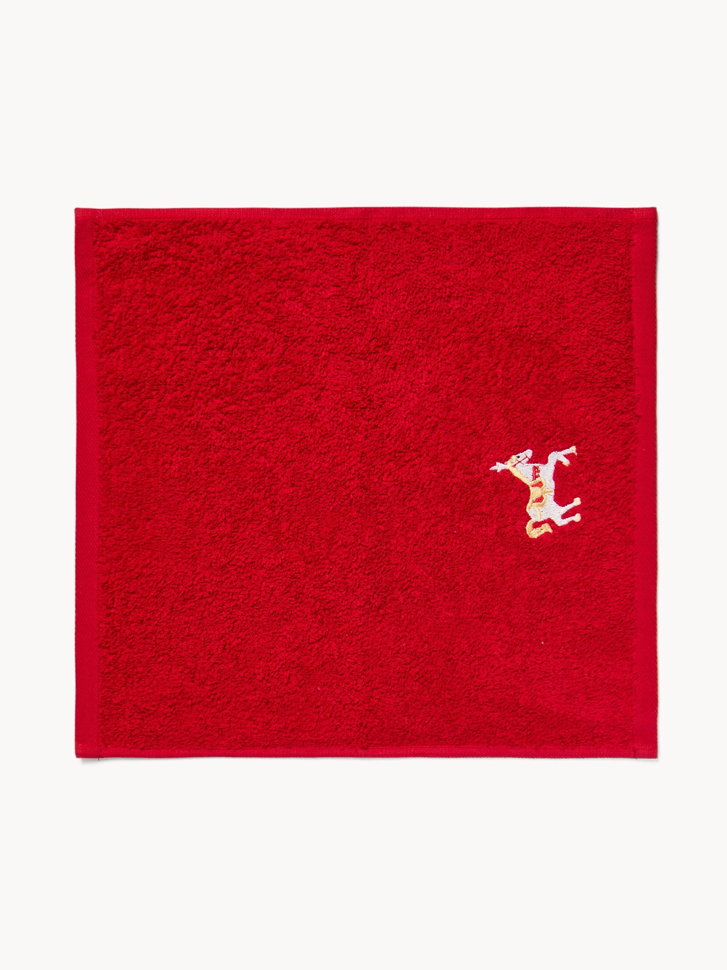 Set 3 lavette in spugna di cotone ricamo natalizio, Rosso, large image number 1