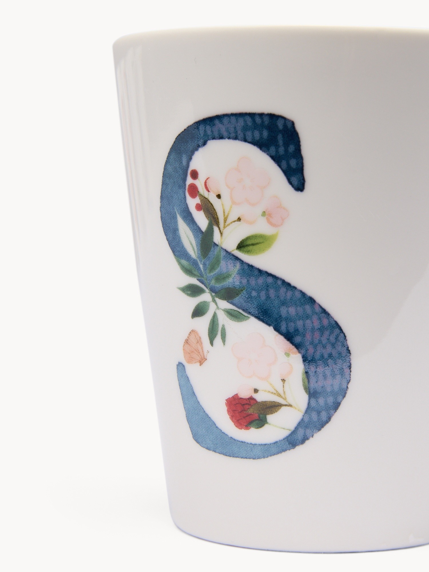 New bone china mug,letter S, White 1, large image number 1