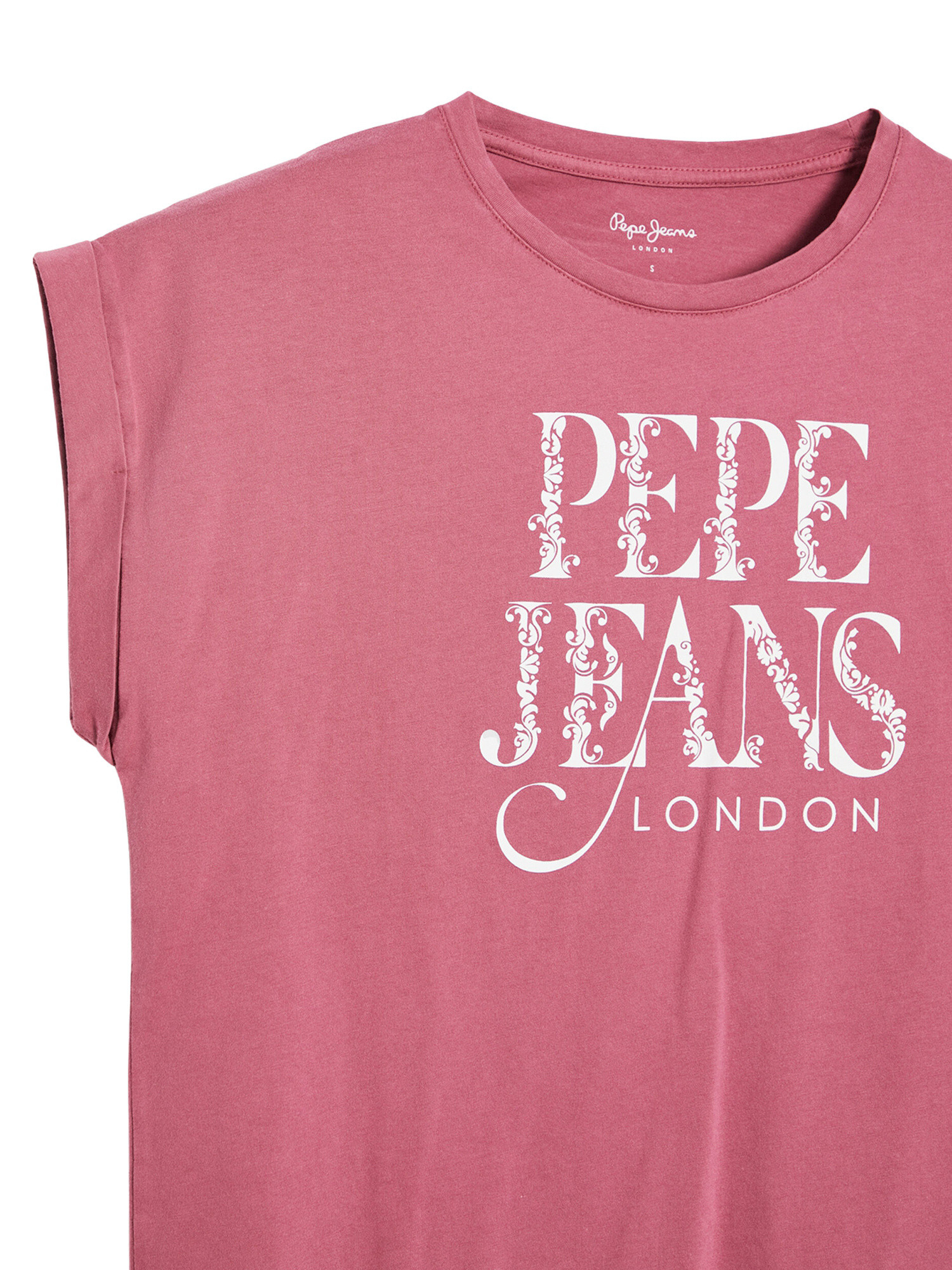 Pepe Jeans - T-shirt con logo in cotone, Rosa scuro, large image number 2