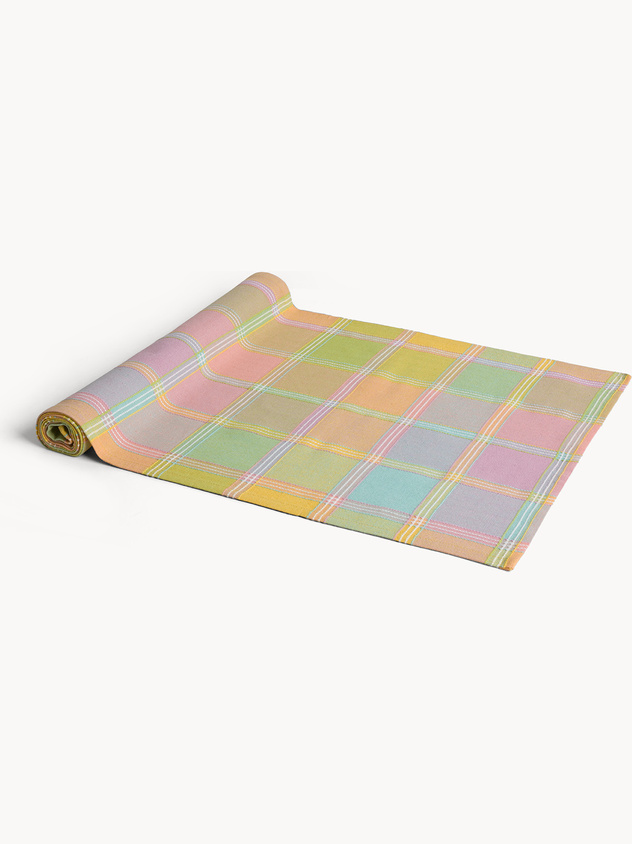 Pastel check cotton runner