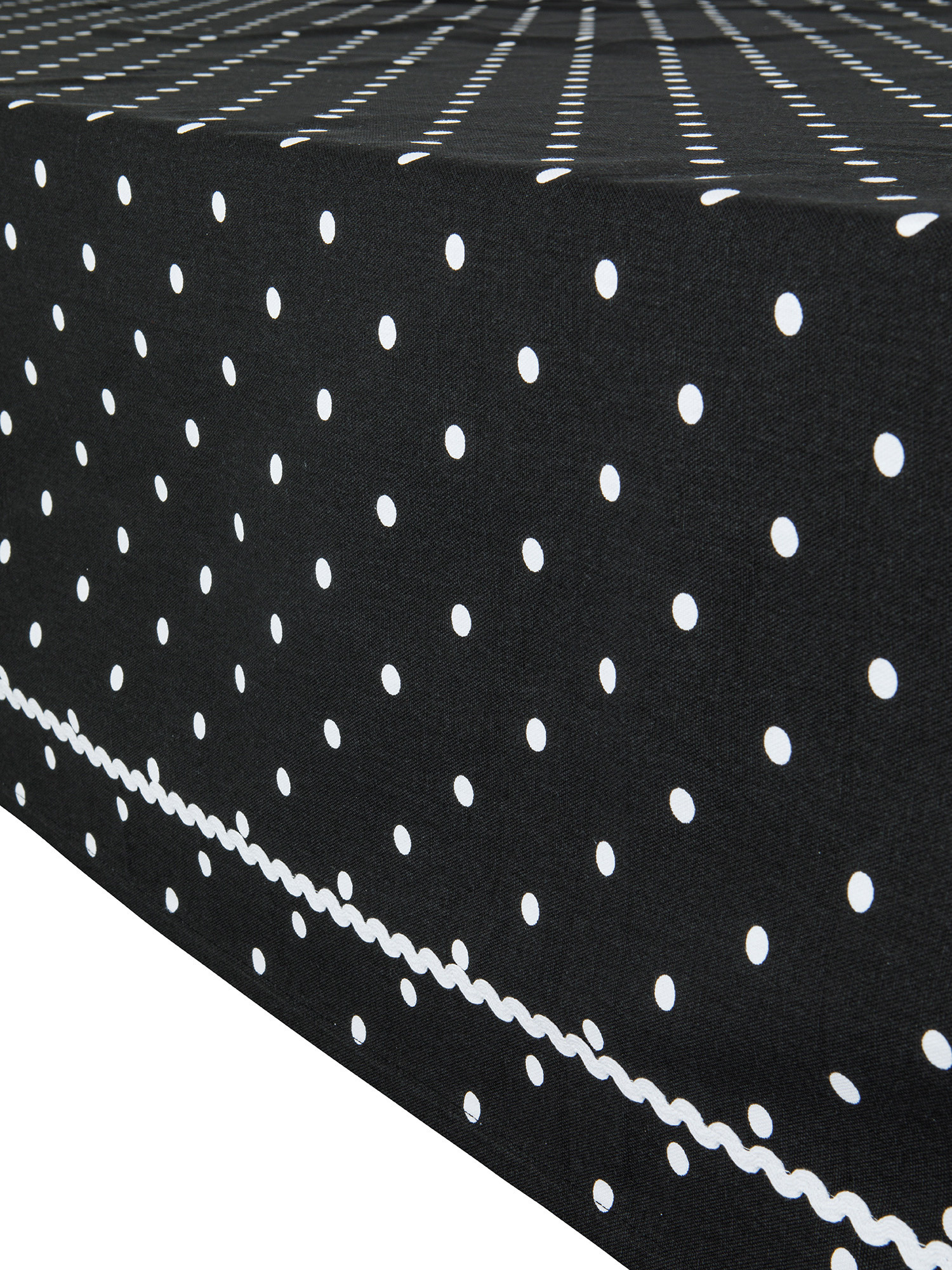 100% cotton tablecloth with polka dot print, Black, large image number 1
