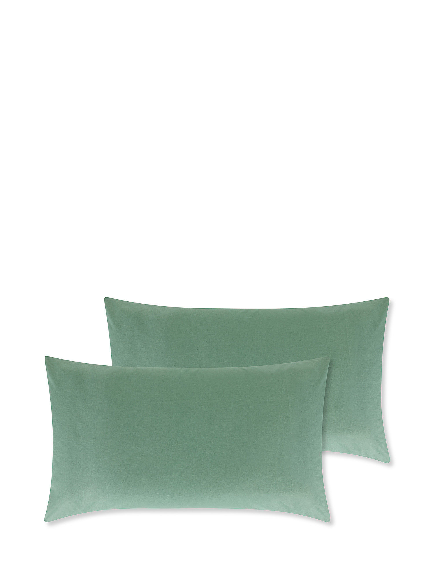 Set of 2 solid color cotton percale pillowcases, Green, large image number 0