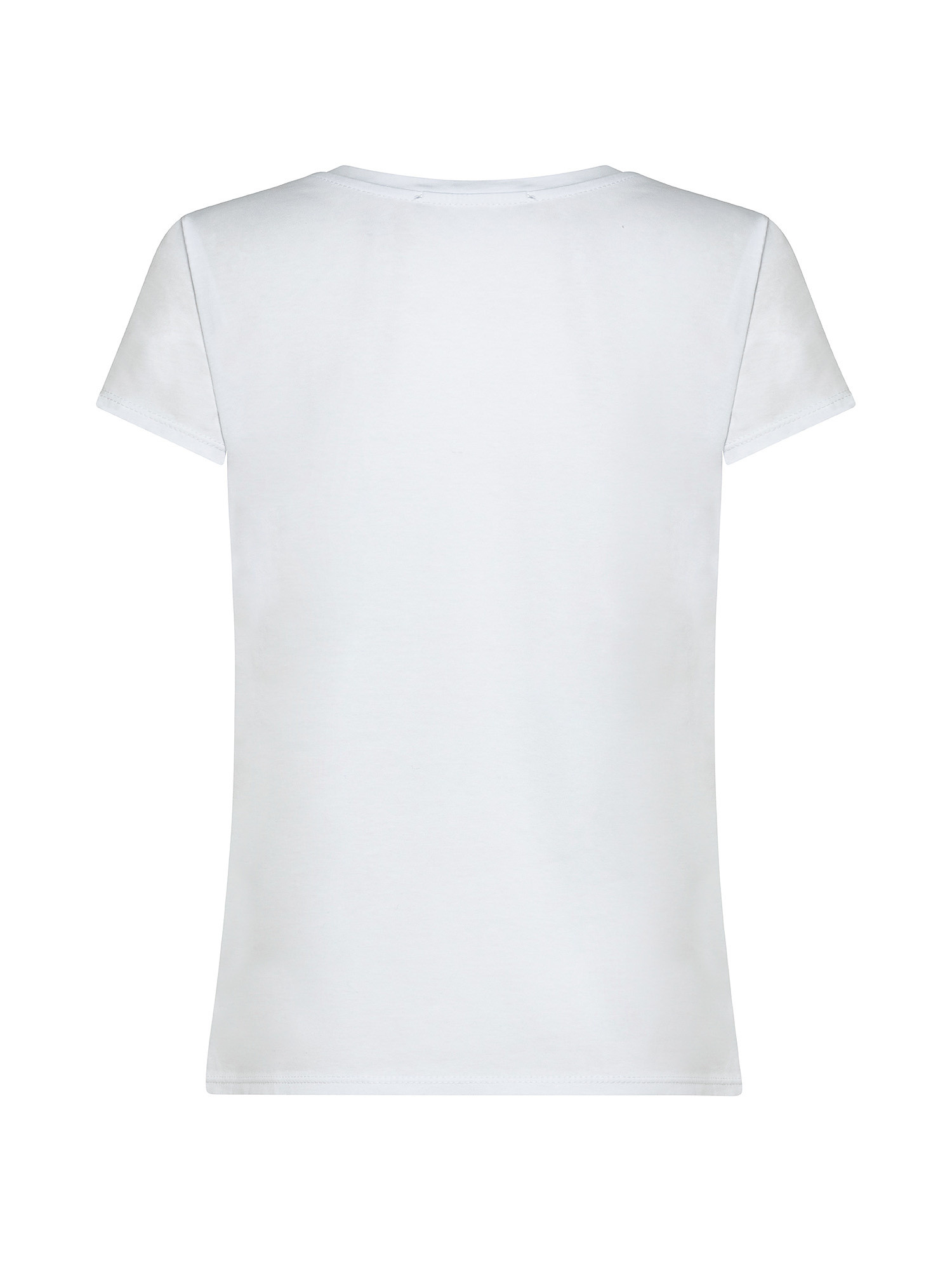 Round neck T-shirt with flowers, White, large image number 1