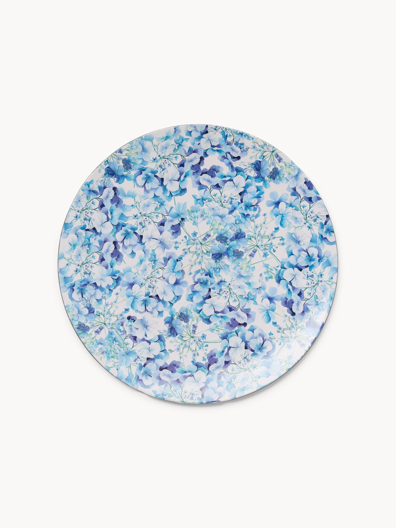 Sottopiatto in plastica motivo ortensie, Azzurro, large image number 0