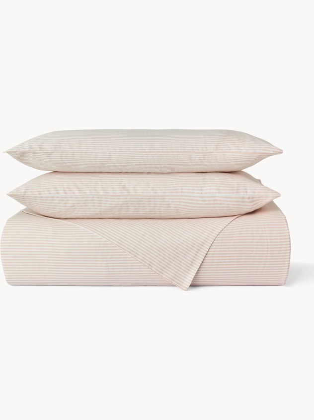 Striped Cotton Sateen Duvet Cover Set - Discounted Price