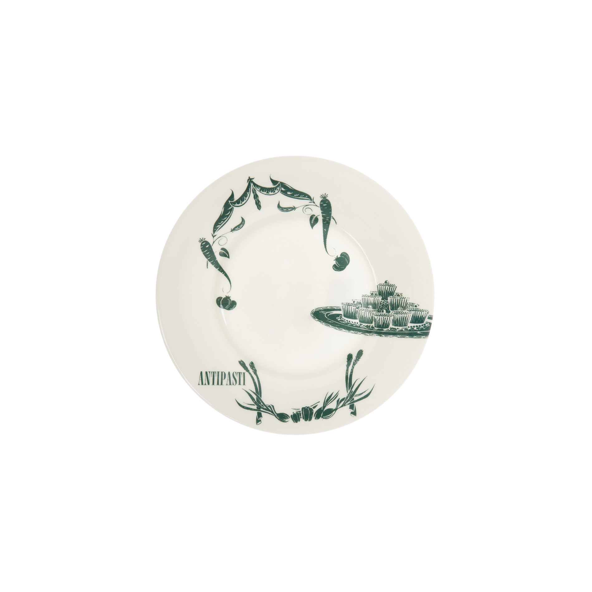 Fine bone china side plate with vintage La Cucina Italiana decoration, White, large image number 0