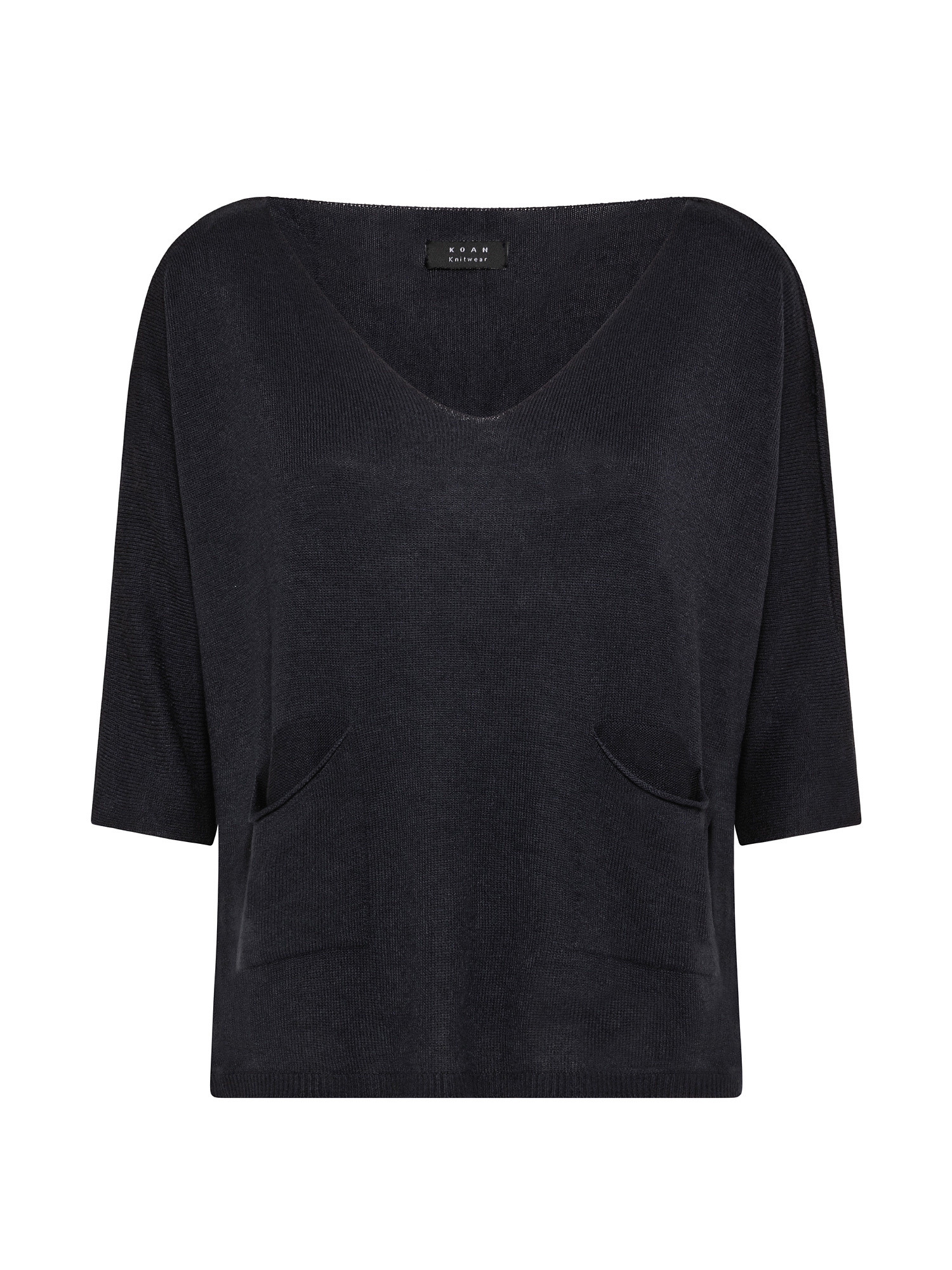 Oversized sweater with neckline, Blue, large image number 0