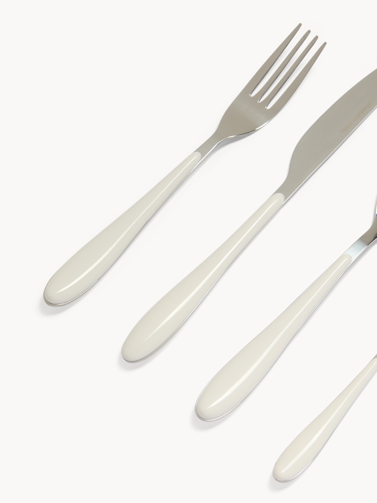 24-piece stainless steel flatware set with plastic handles, Beige, large image number 1