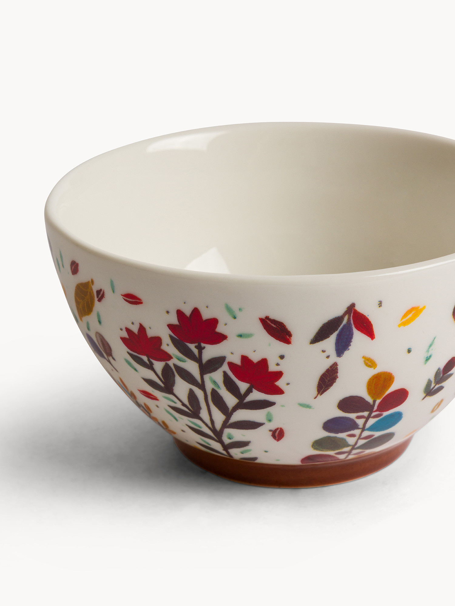 Leaf-patterned stoneware bowl, Multicolor, large image number 1