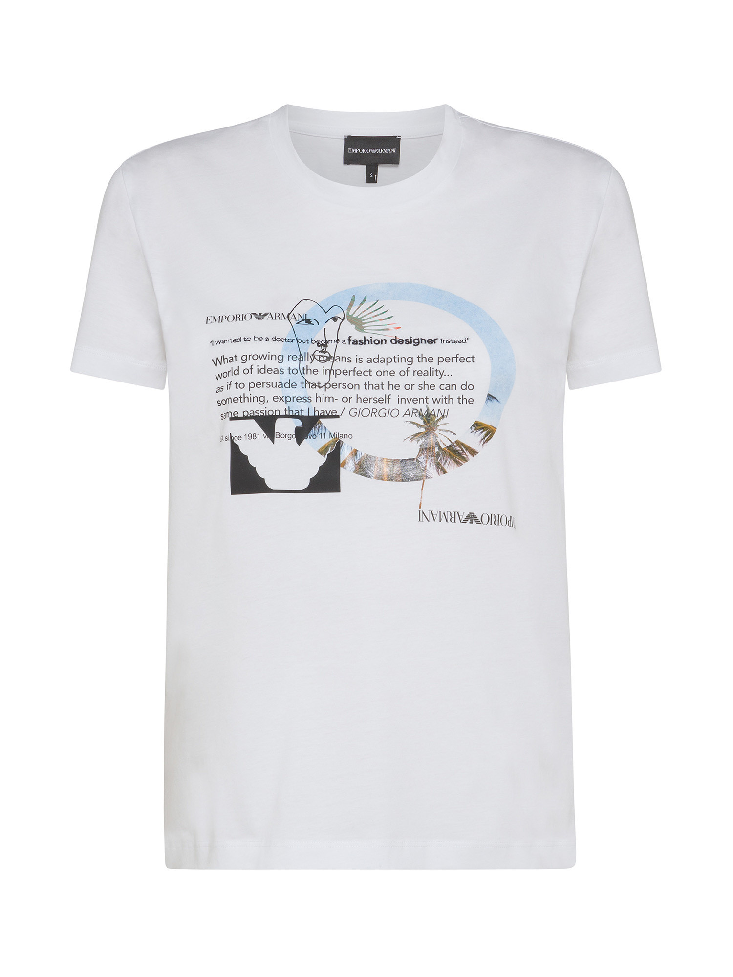 Emporio Armani - Cotton T-shirt with print, White, large image number 0