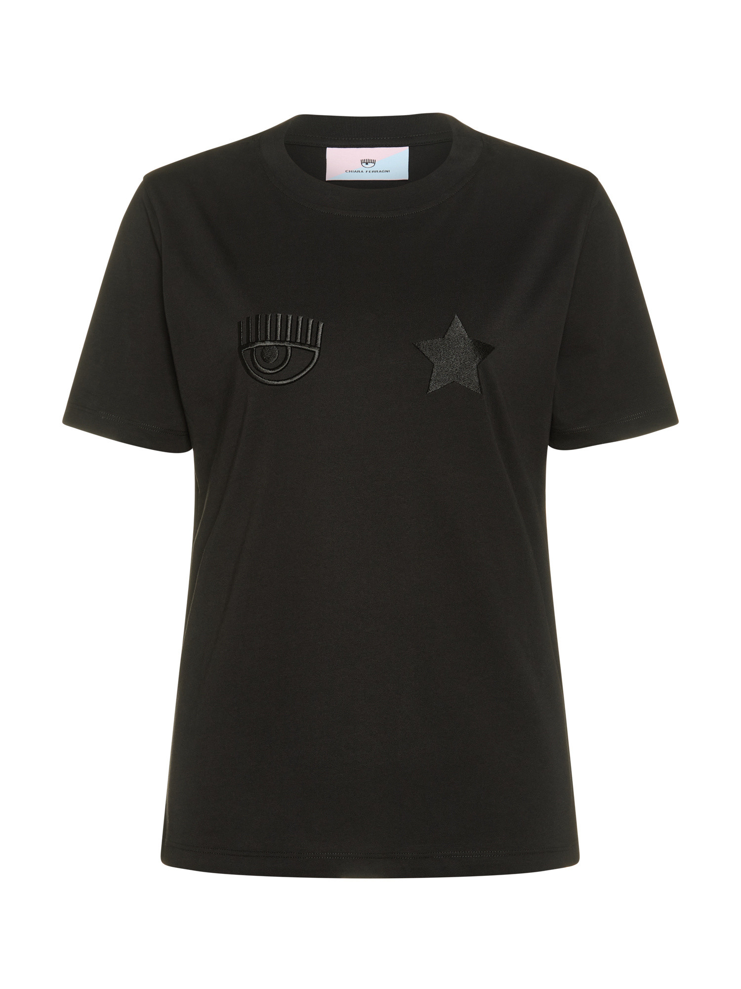 Chiara Ferragni - Embroidered logo T-shirt, Black, large image number 0