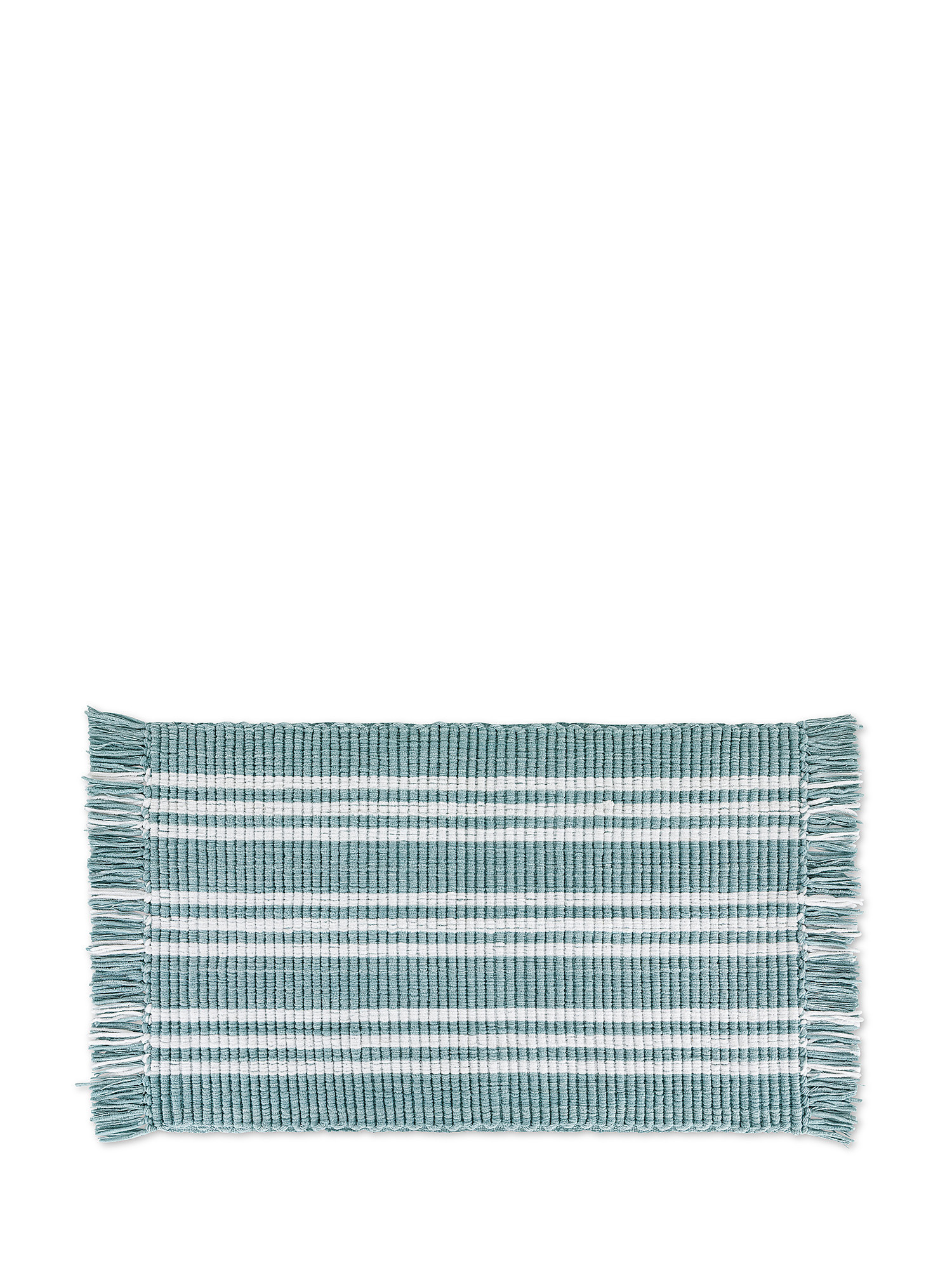 Tappeto bagno micro cotone con frange, Azzurro, large image number 0