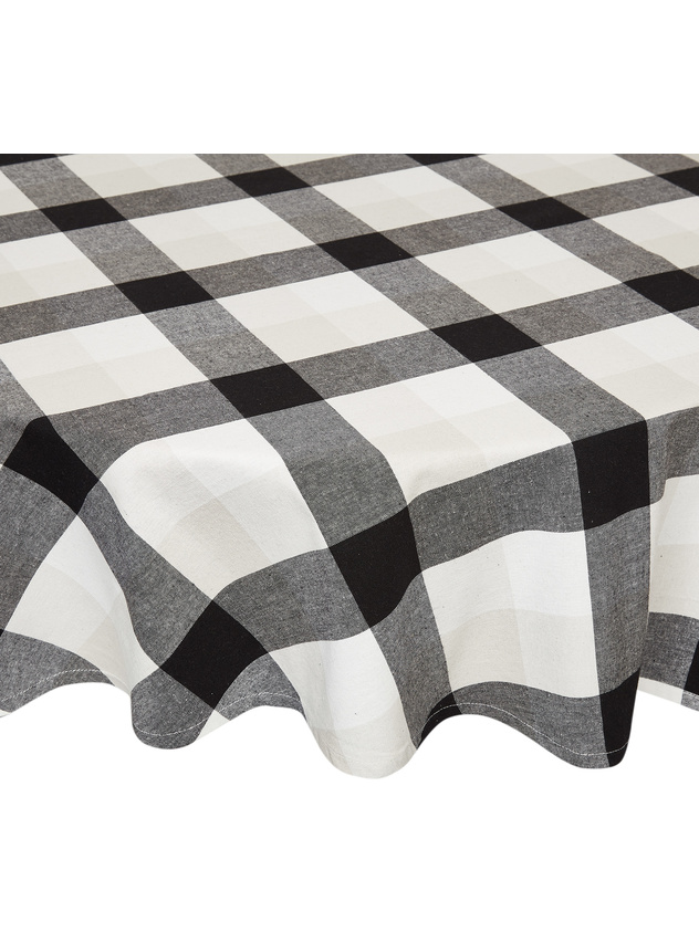 Round tablecloth in 100% cotton with check motif
