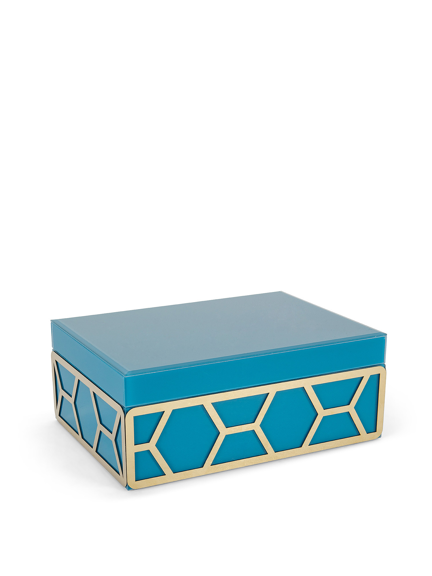 Colored glass jewelry box with decorations, Light Blue, large image number 1