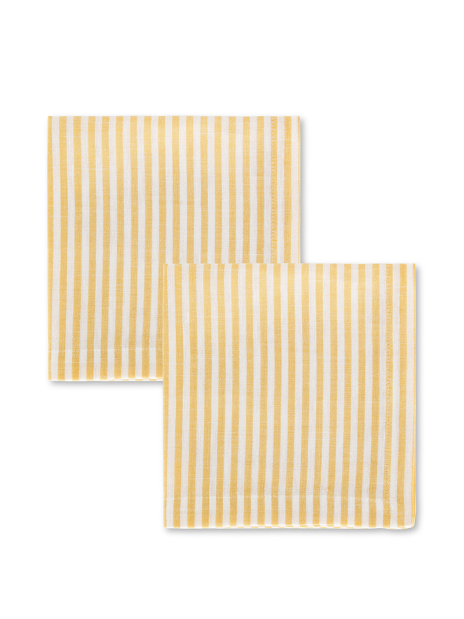 Set of 2 striped linen blend napkins, Yellow, large image number 0