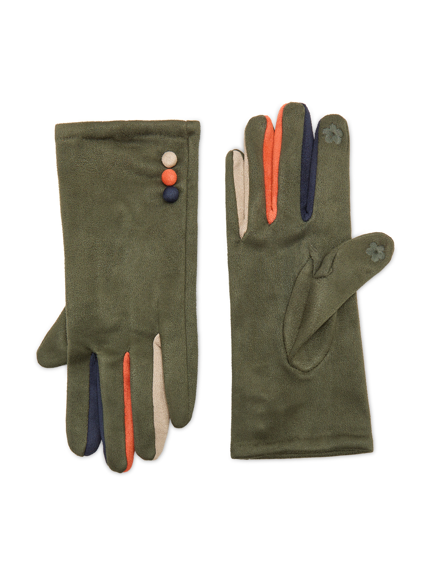 Koan - Touch screen gloves in synthetic suede, Green, large image number 0