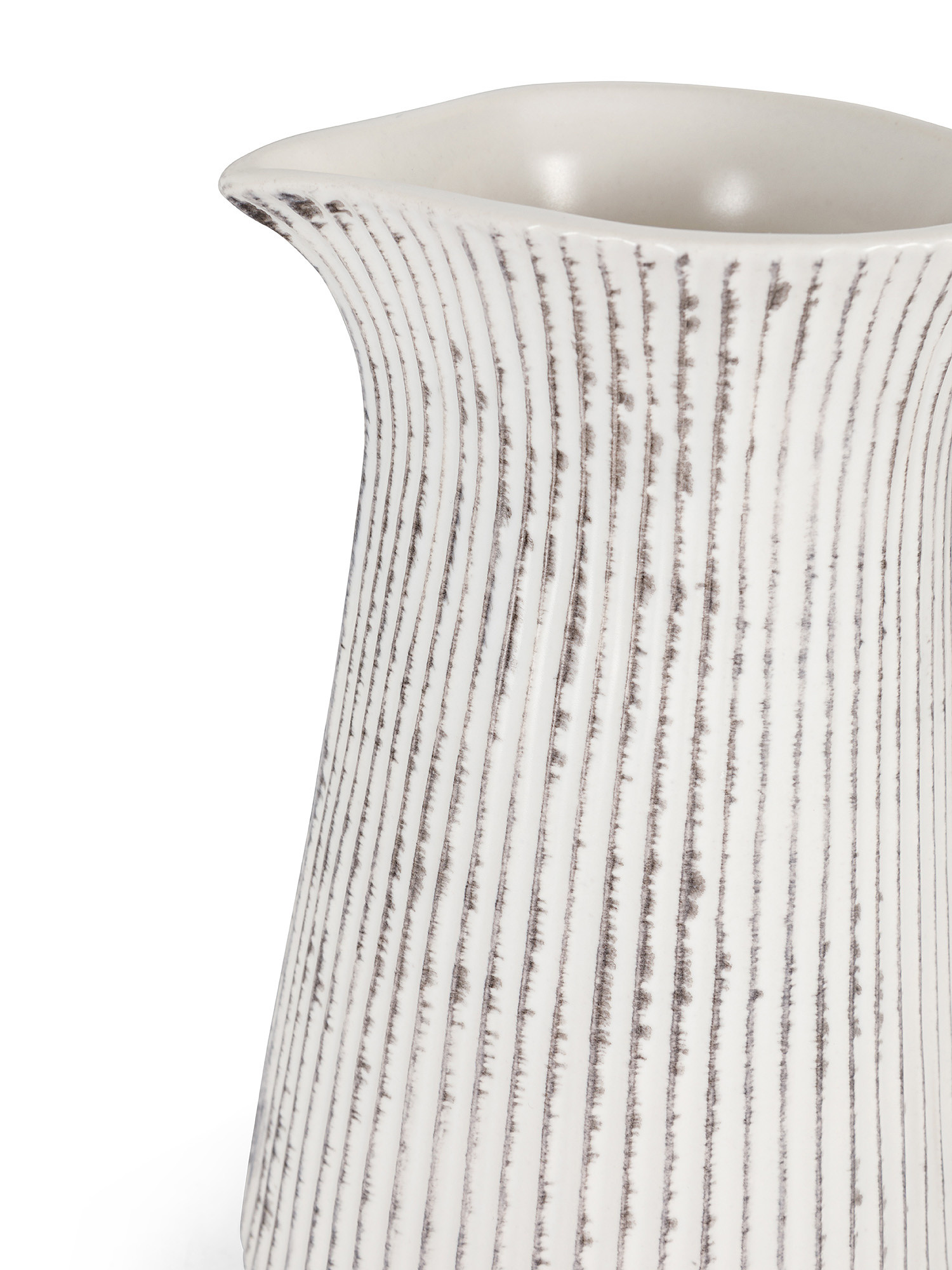 Caraffa ceramica effetto rigato, Bianco, large