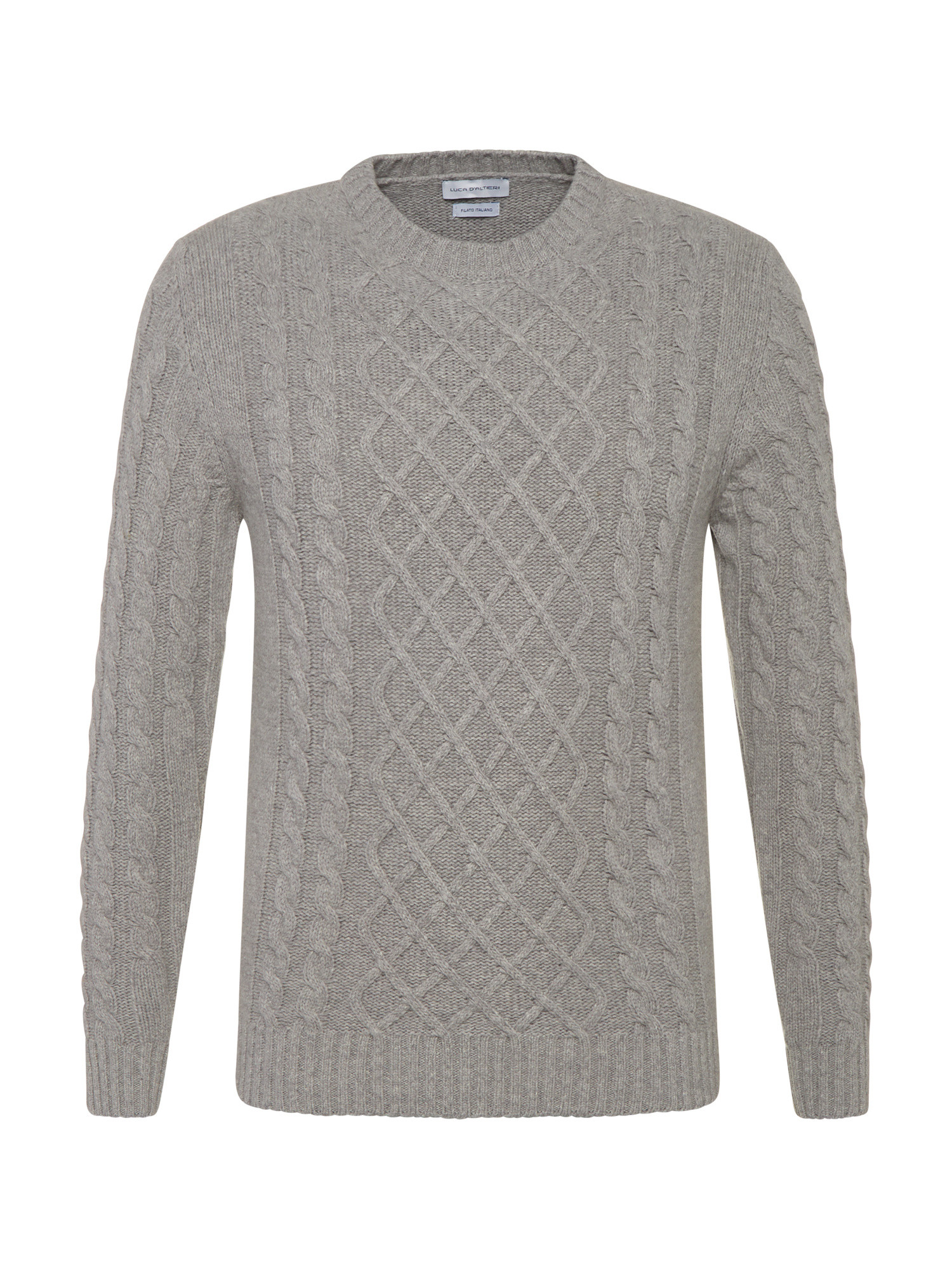 Luca D'Altieri - Diamond-design wool crewneck, Pearl Grey, large image number 0