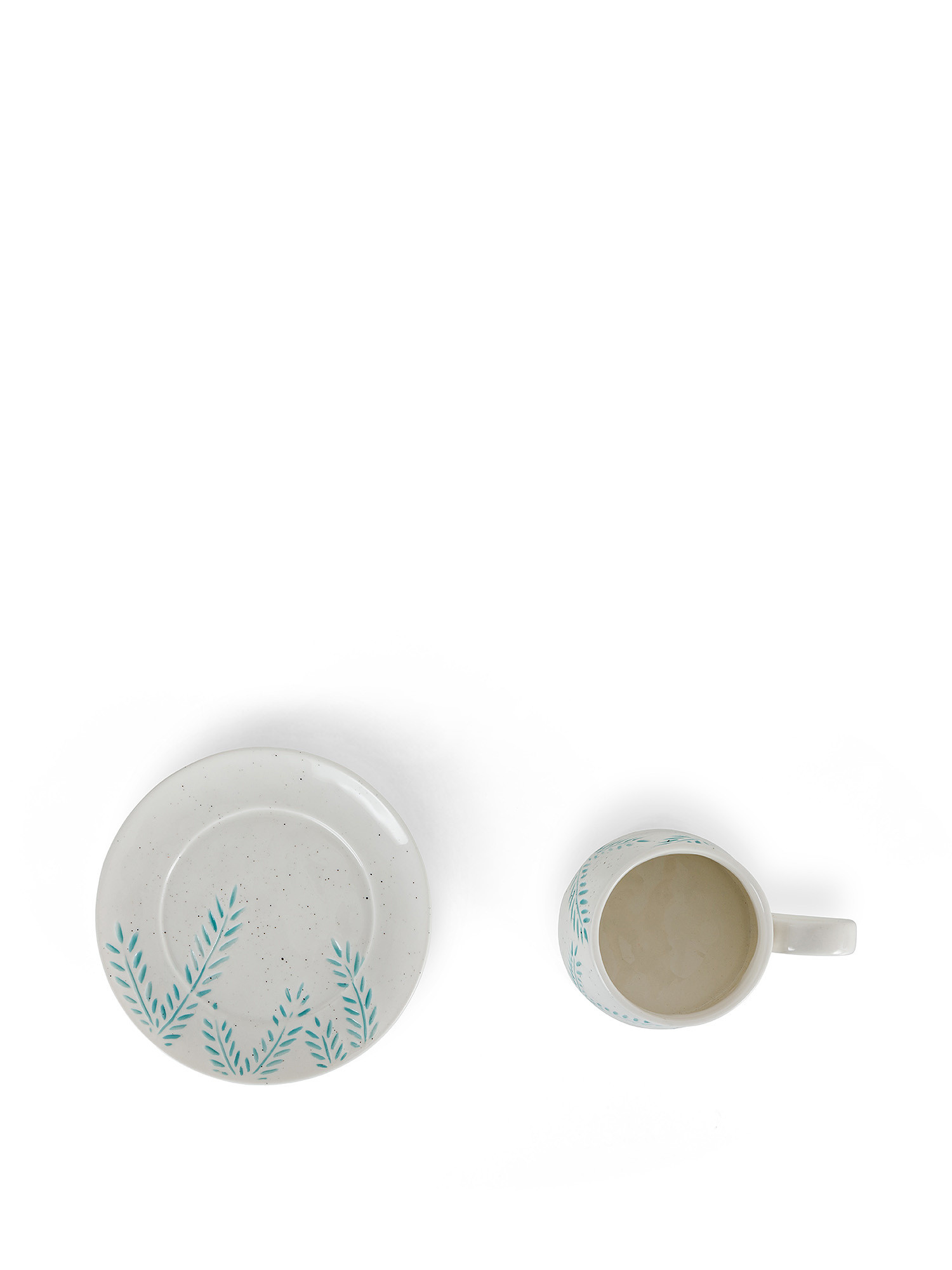 Tazza caffè in porcellana motivo foliage, Bianco, large image number 1
