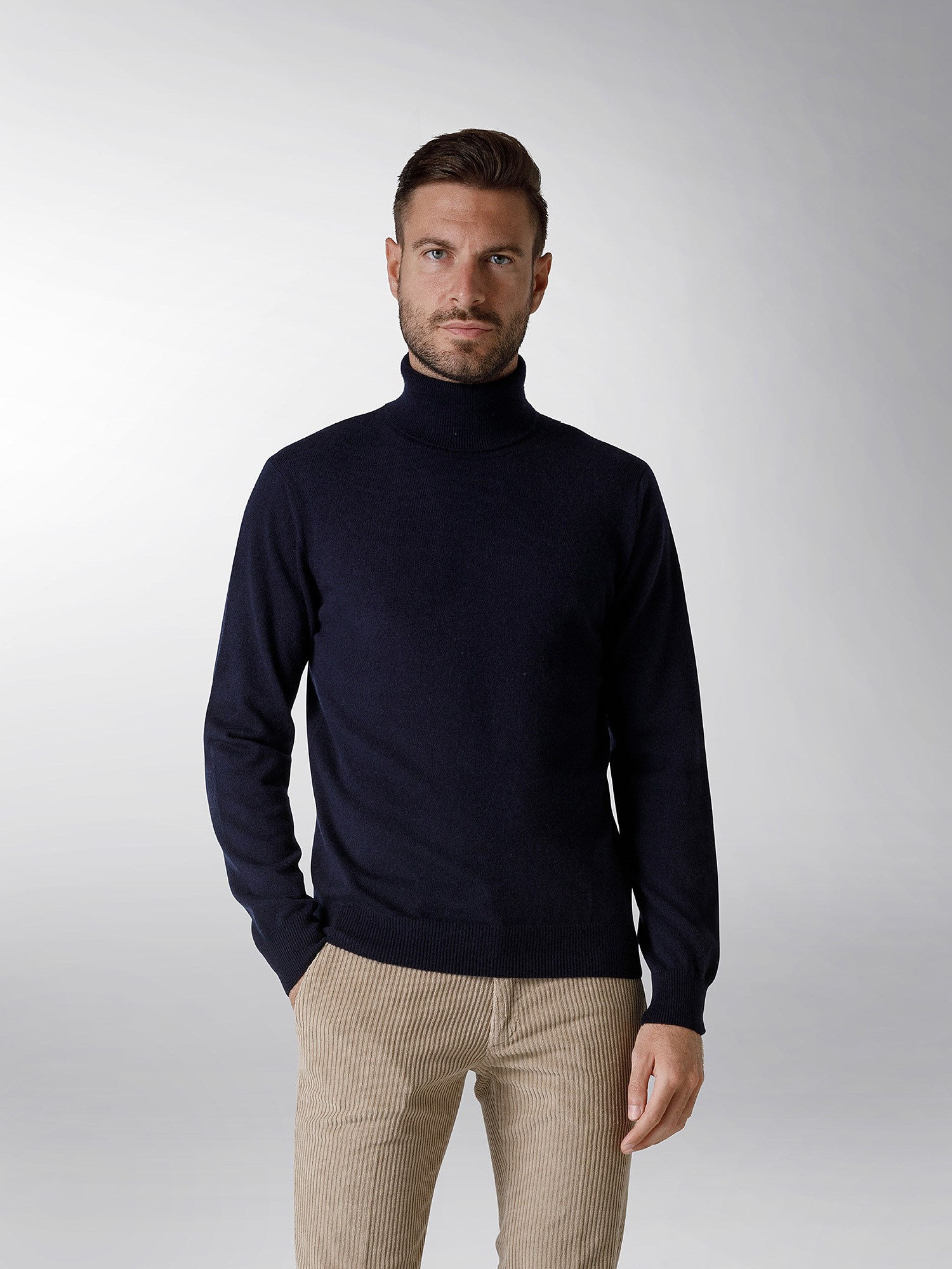 Coin Cashmere - Turtleneck in pure cashmere, Dark Blue, large image number 1