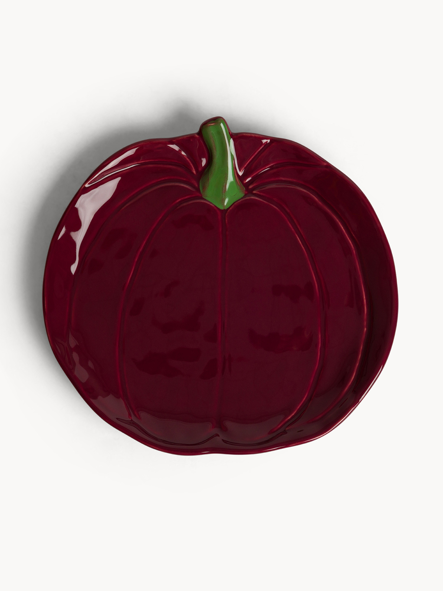 Piatto da portata in stoneware a forma di zucca, Rosso bordeaux, large image number 0