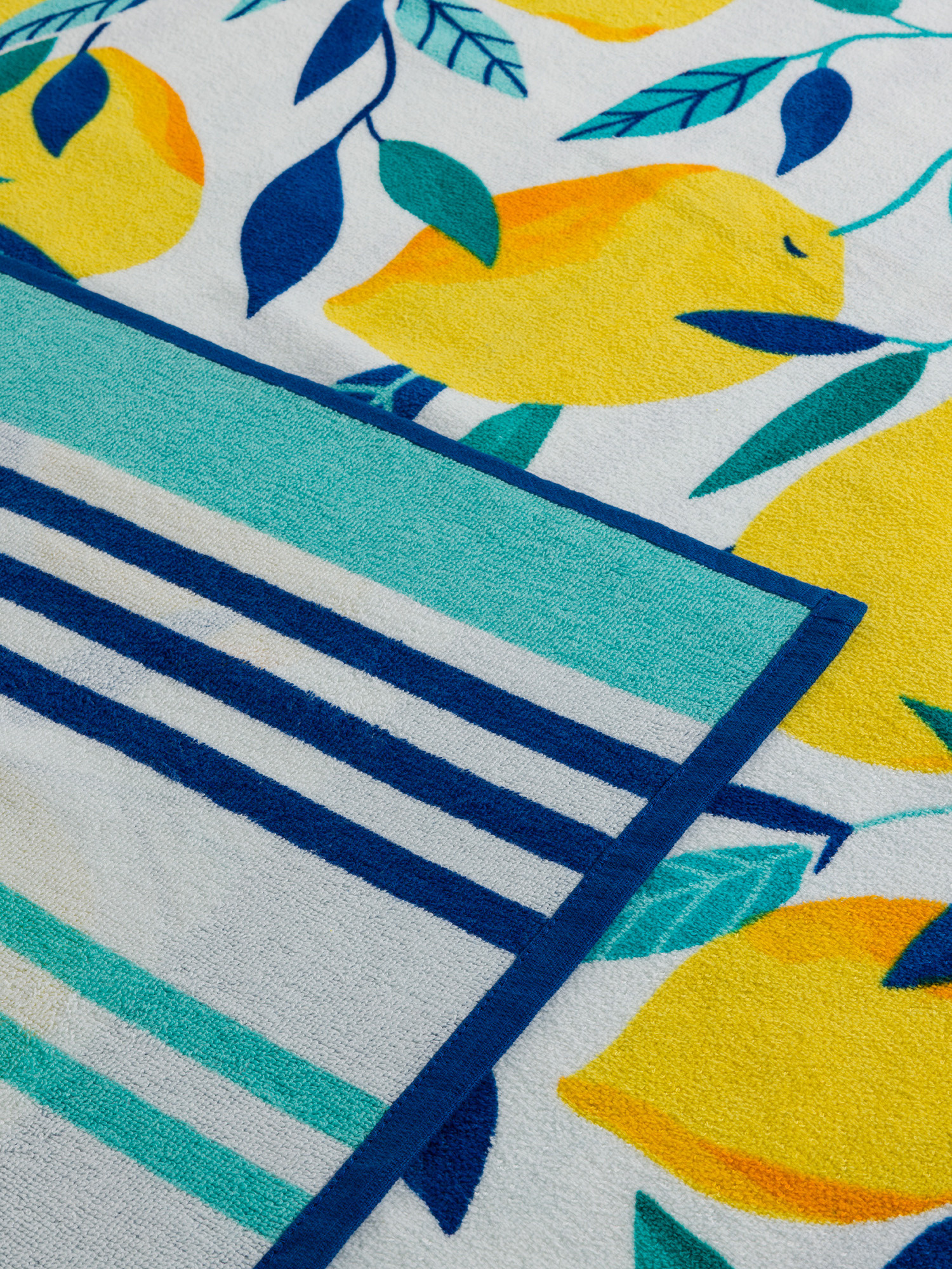 Cotton beach bag with lemon print, Multicolor, large image number 1