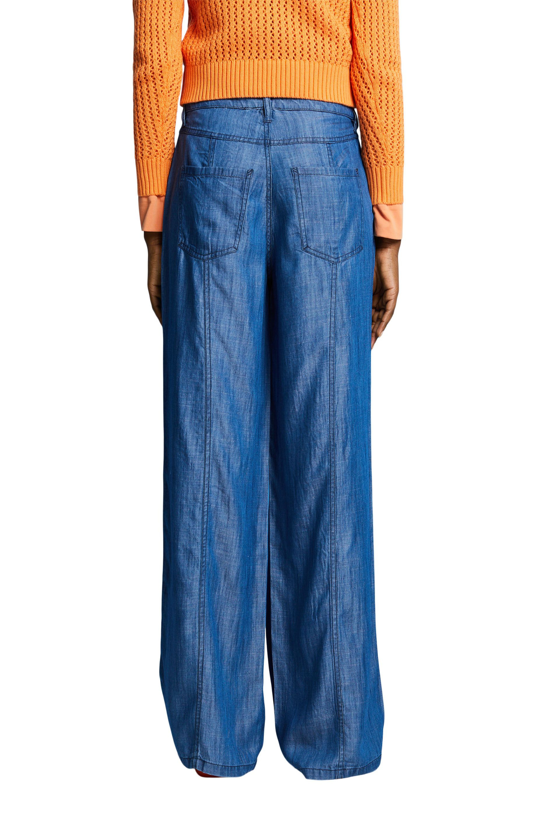 Esprit - Wide leg trousers and high waist, Denim, large image number 3