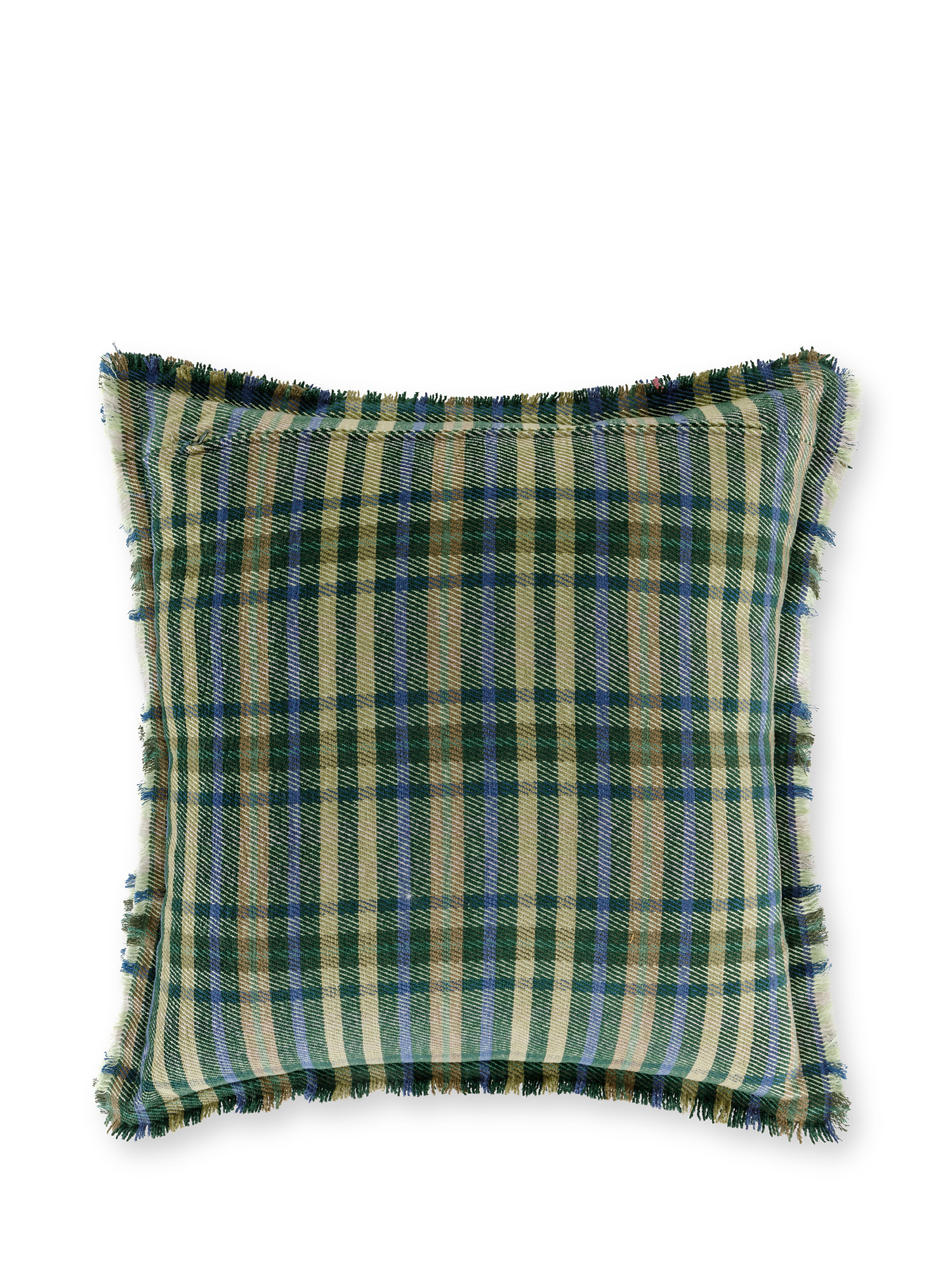 Cuscino ciniglia a quadri 45x45cm, Verde, large image number 1