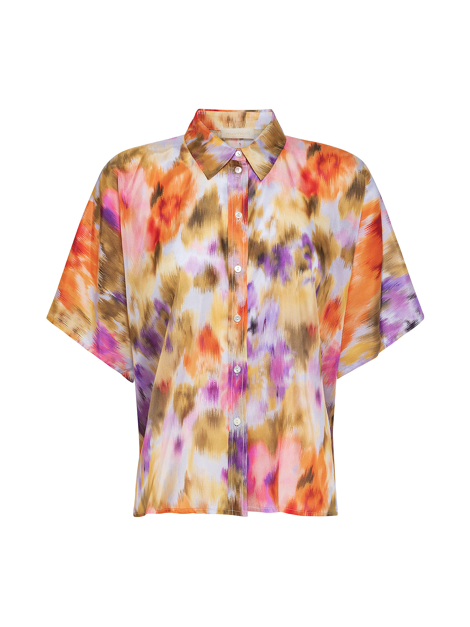 Brooklym shirt in printed habotai silk, Multicolor, large image number 0