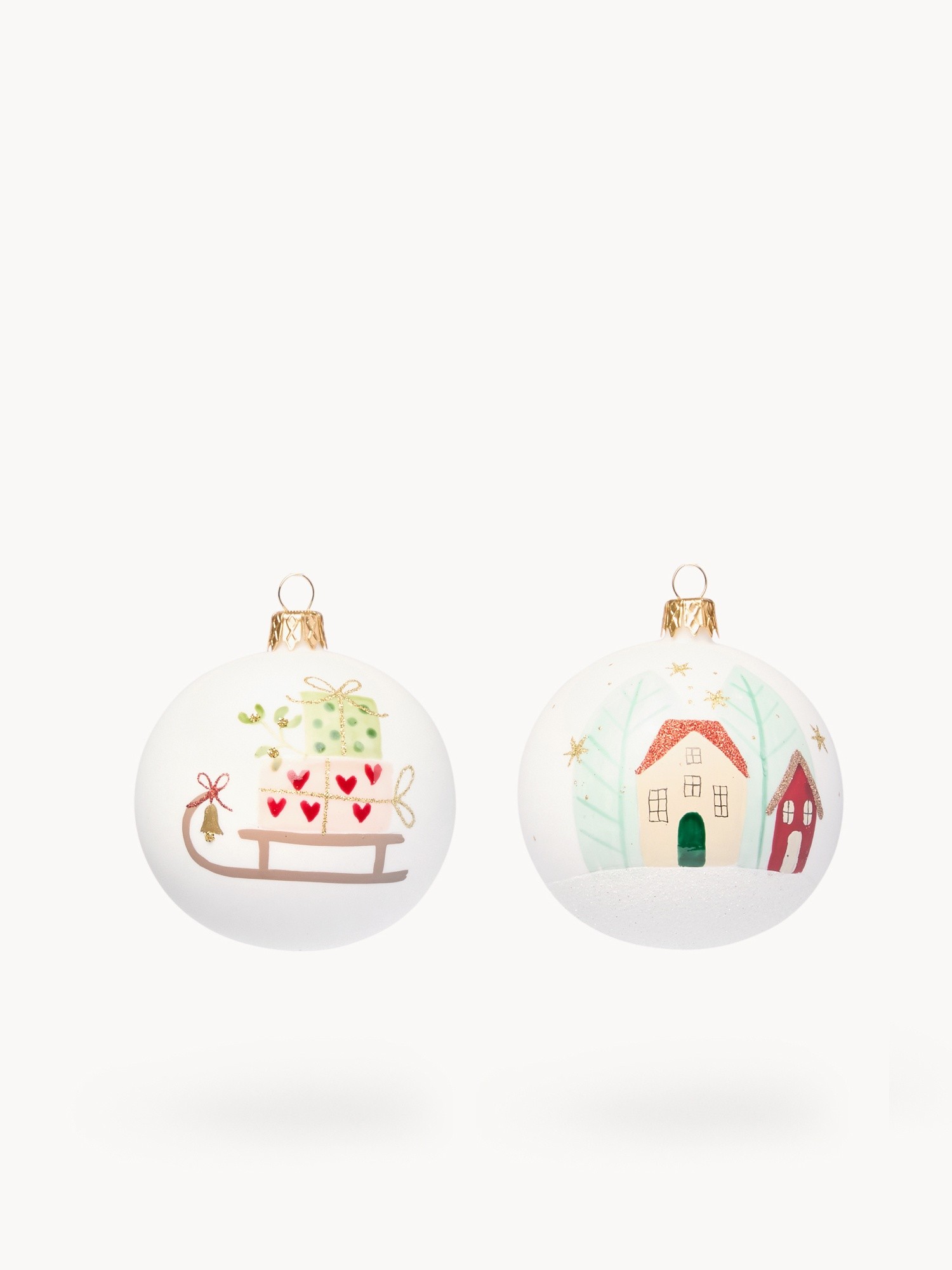 Mouth-blown glass decoration,hand-decorated by European artisans, White, large image number 0