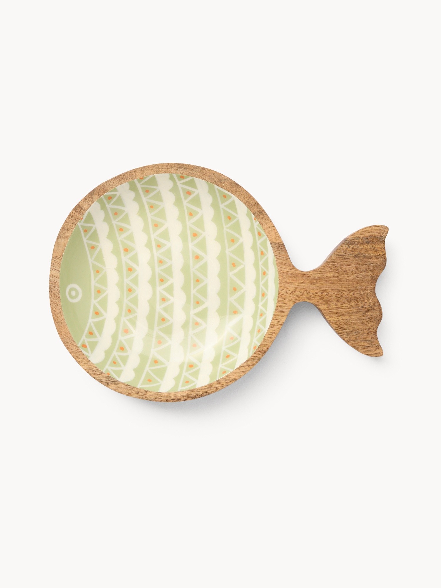 Piatto in legno di mango a pesce, Verde, large image number 0