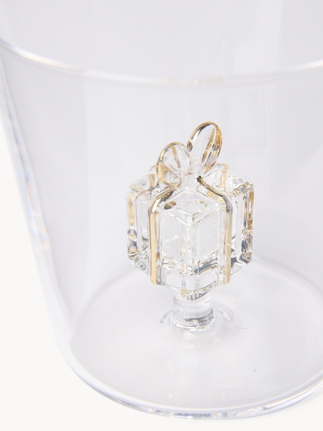 Bicchiere in vetro borosilicato dettaglio pacco regalo