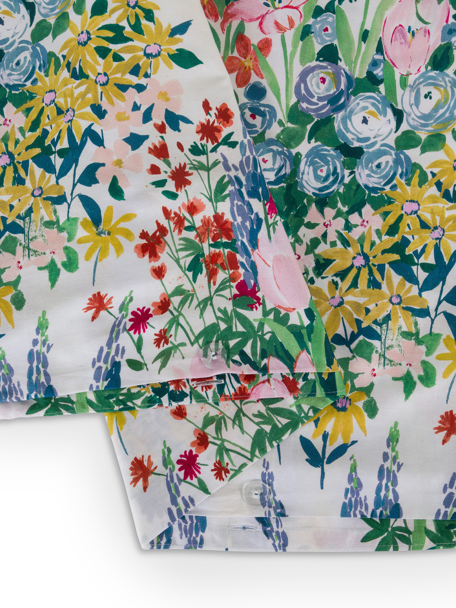 Parure copripiumino raso di cotone fantasia floreale, Multicolor, large image number 1