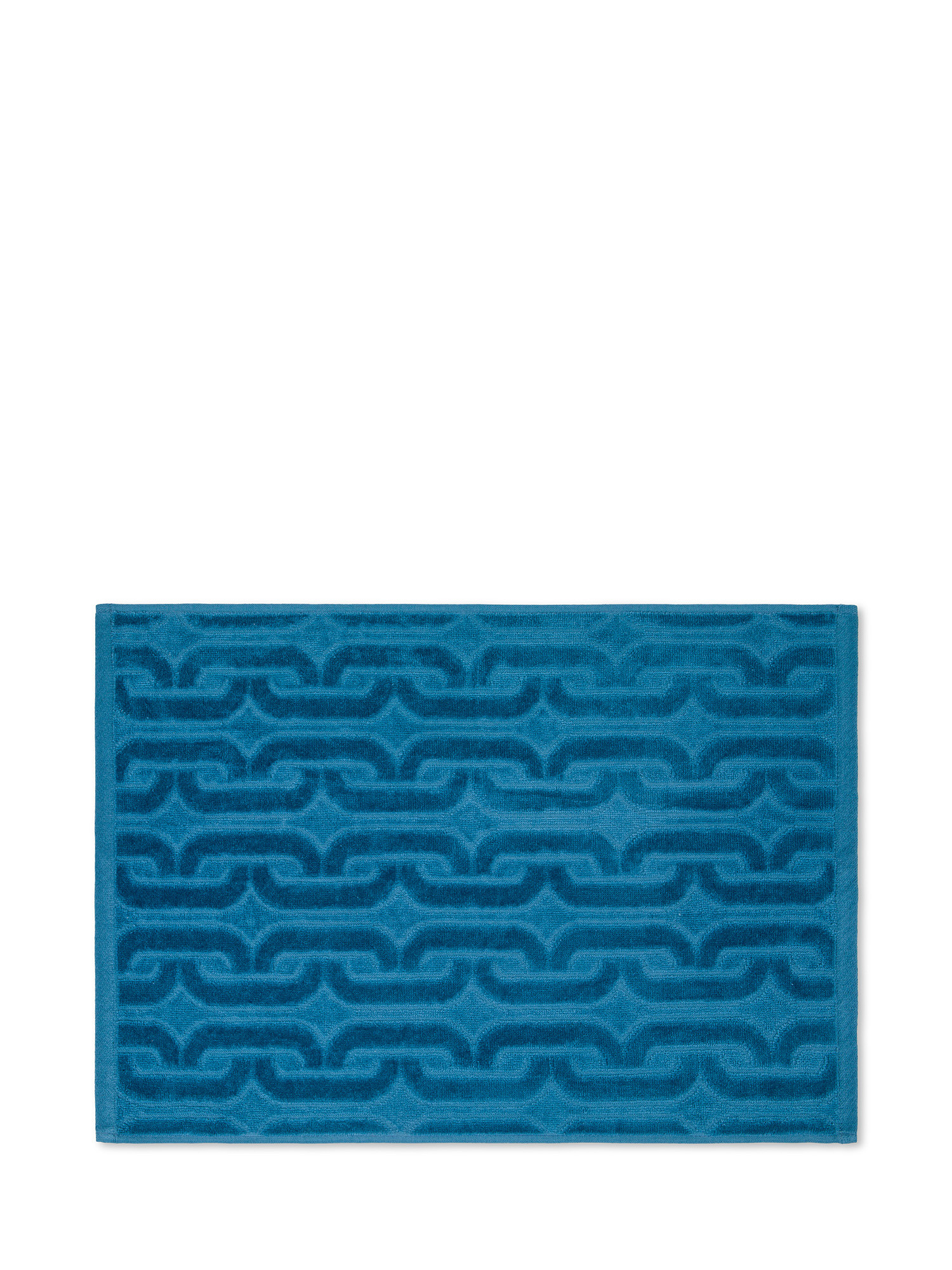 Cotton velour towel with geometric relief pattern, Blue, large image number 1