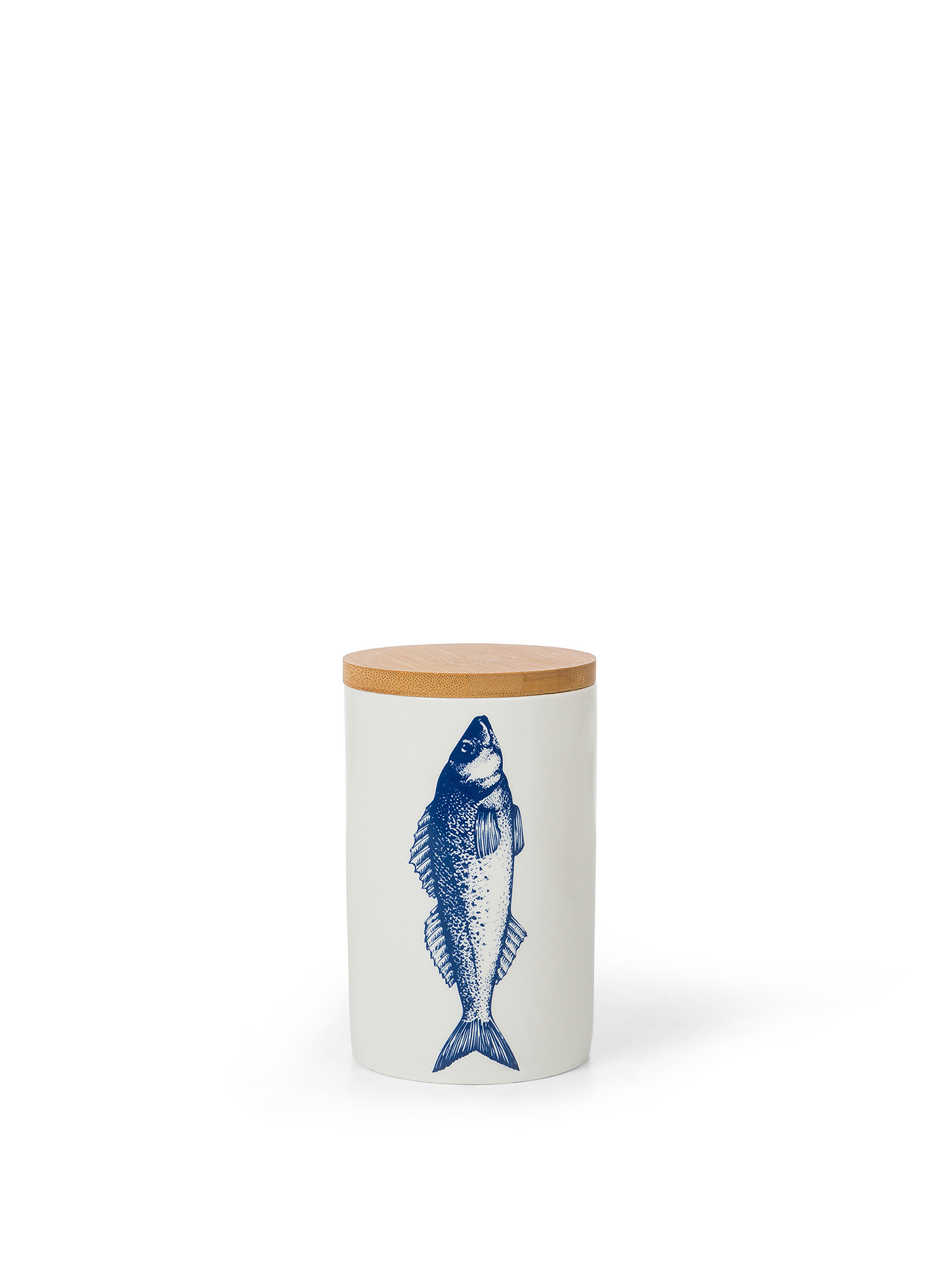 New bone china jar with fish motif, White, large image number 0