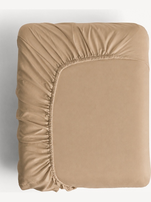 Solid-Color Percale Cotton Fitted Sheet - Introductory Price