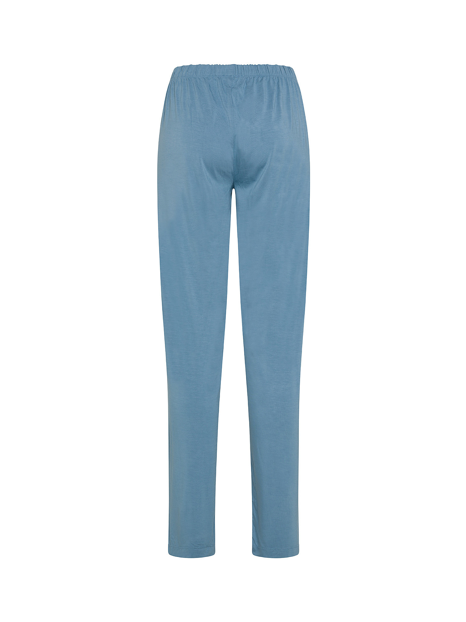Pantaloni in viscosa di bamboo tinta unita, Azzurro, large image number 1