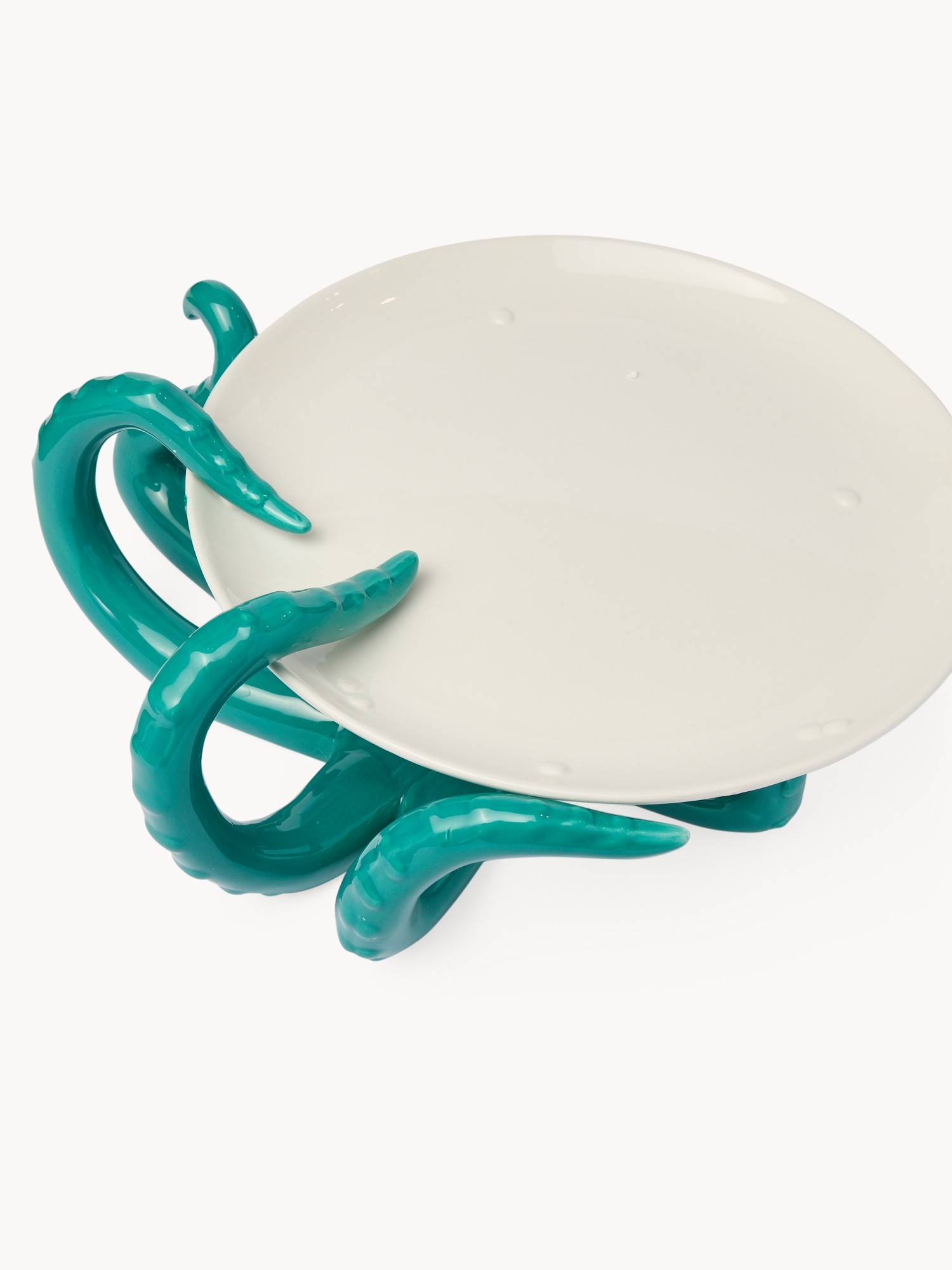 Ceramic cake stand with octopus detail, Blue Celeste, large image number 1