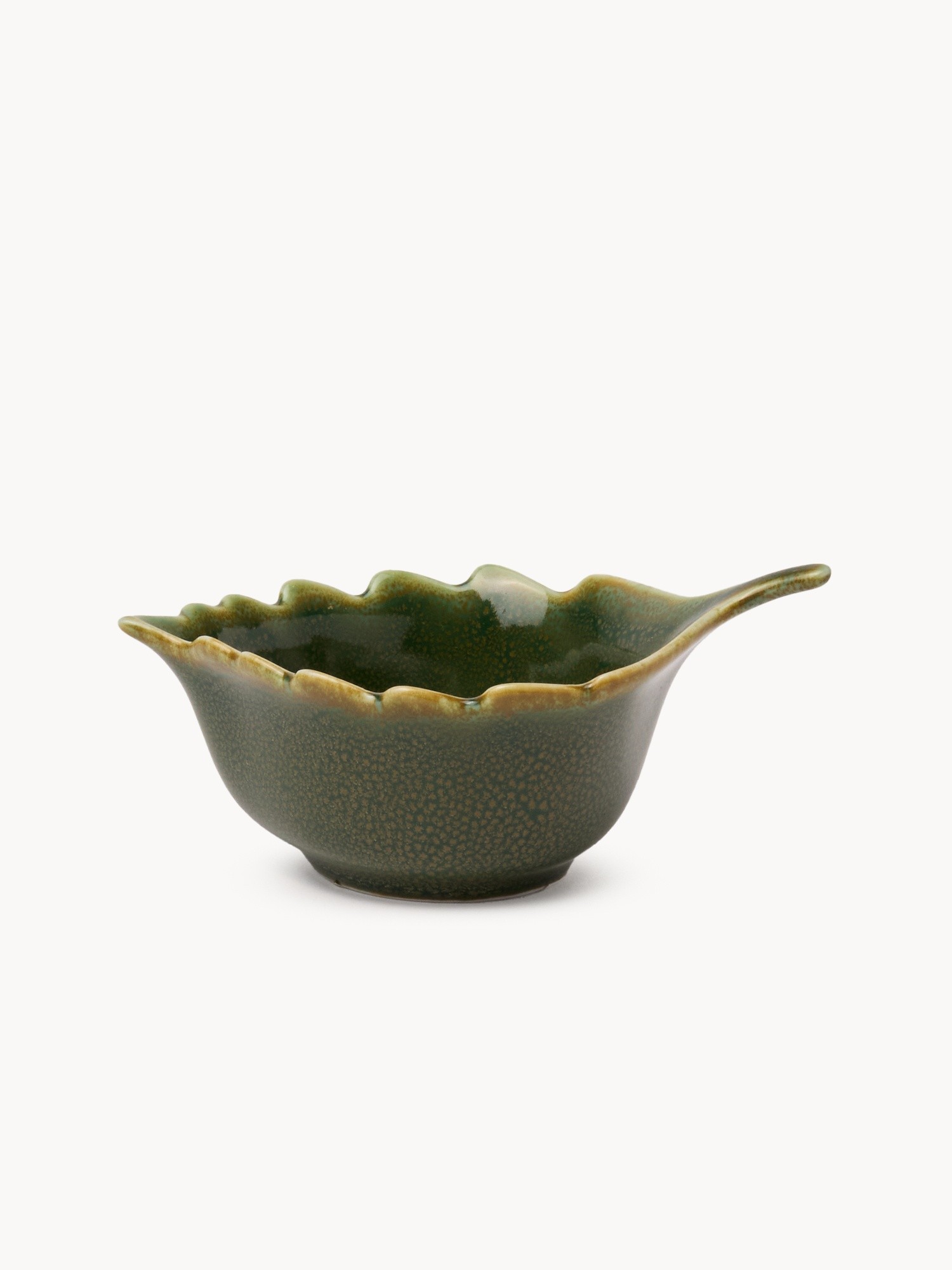 Porcelain bowl in the shape of a leaf, Green, large image number 0
