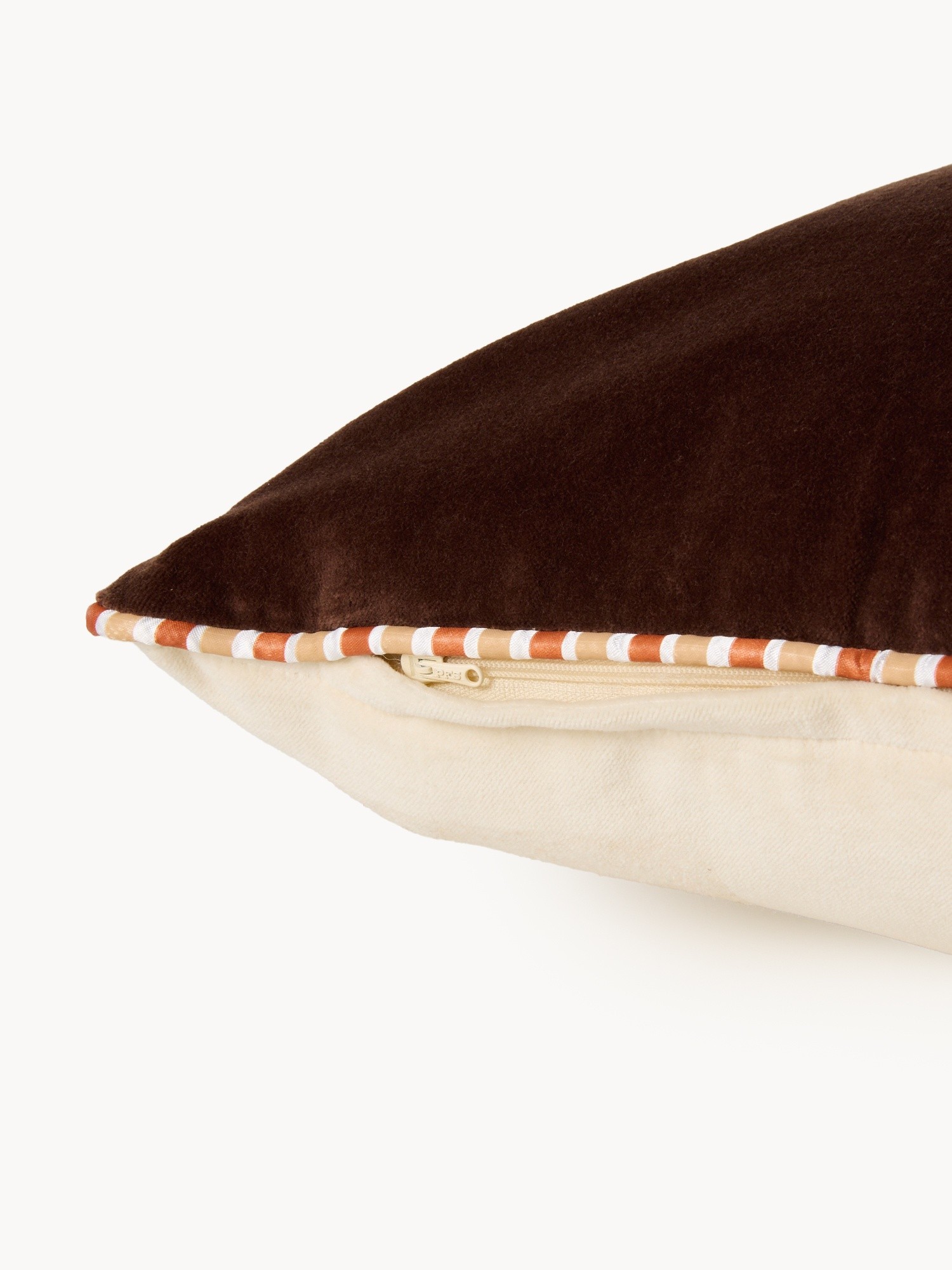 Reversible velvet cushion 45x45cm, Beige / Brown, large image number 2