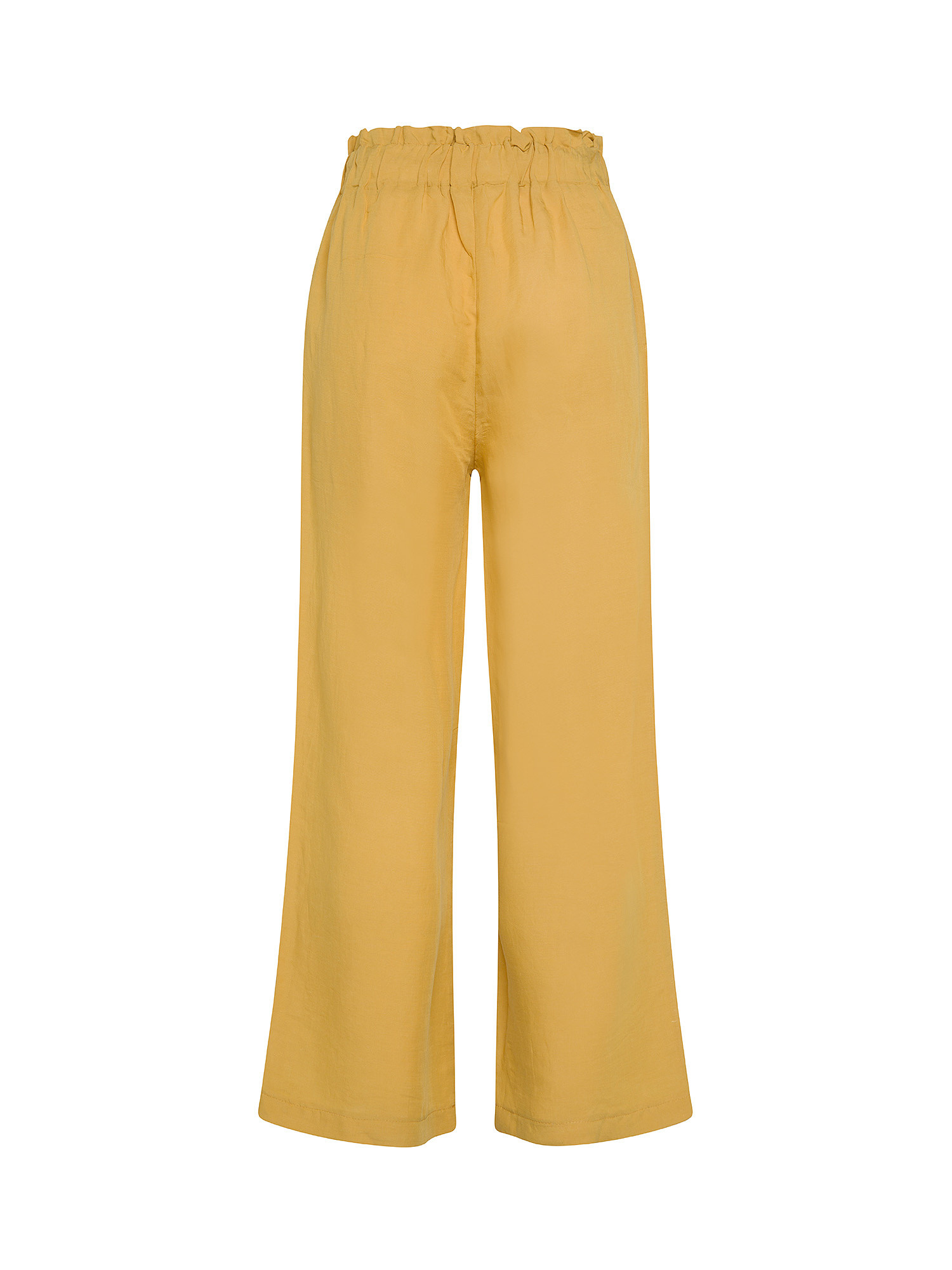 Solid color linen and viscose trousers, Ocra Yellow, large image number 1