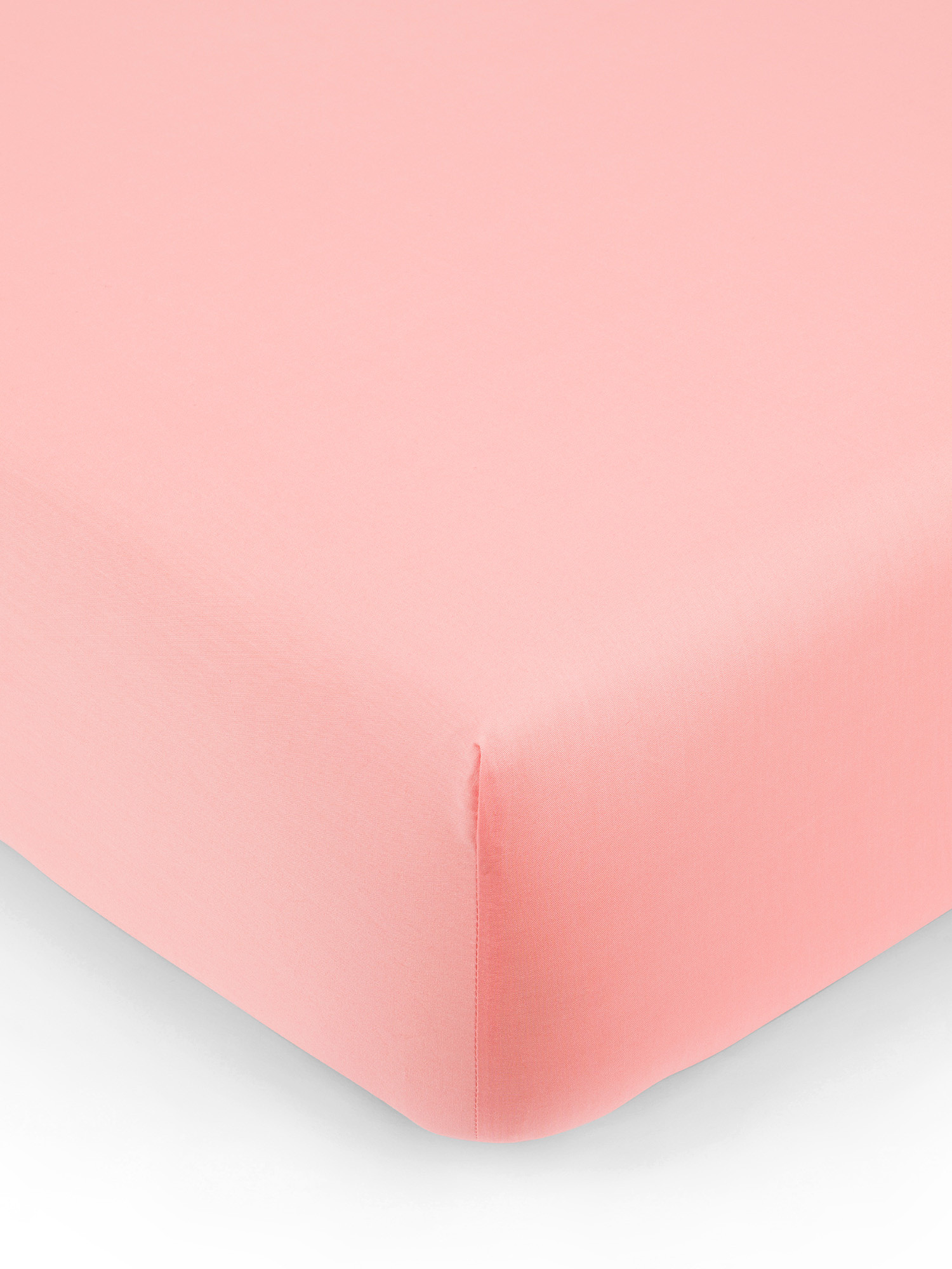 Plain cotton percale fitted sheet, Pink, large image number 0